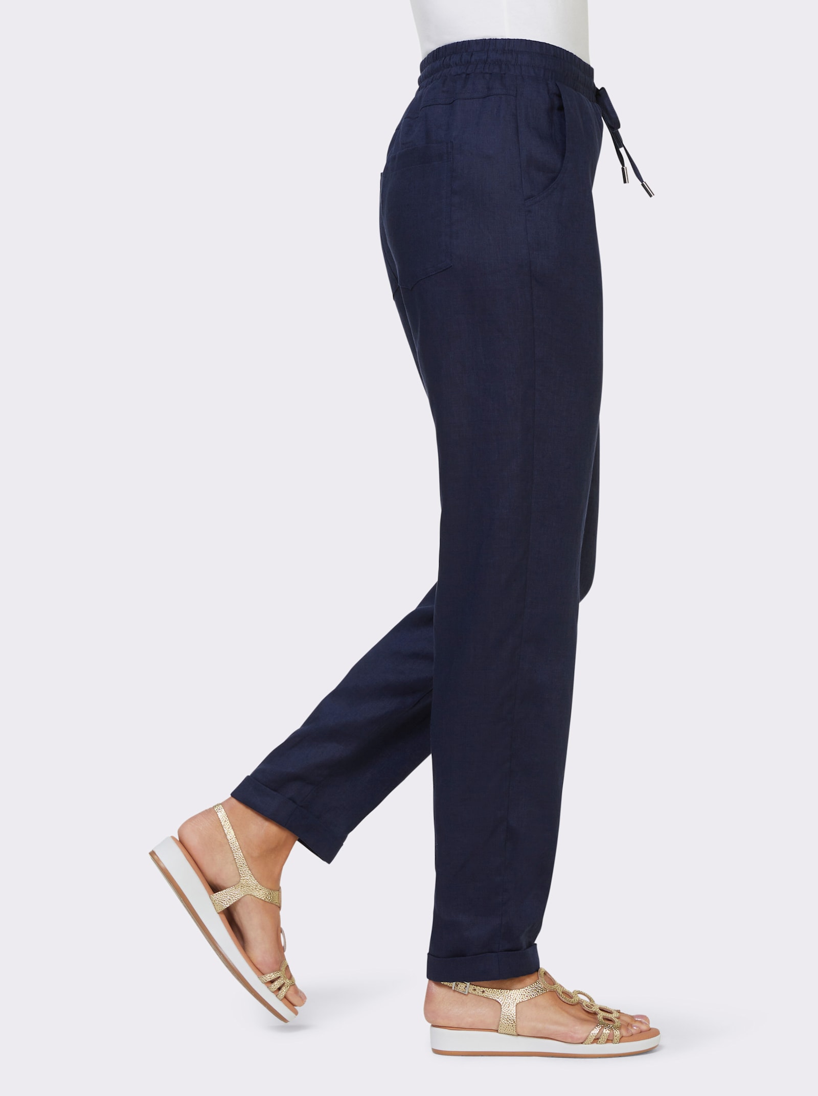 heine Pantalon en lin à la coupe carotte - marine