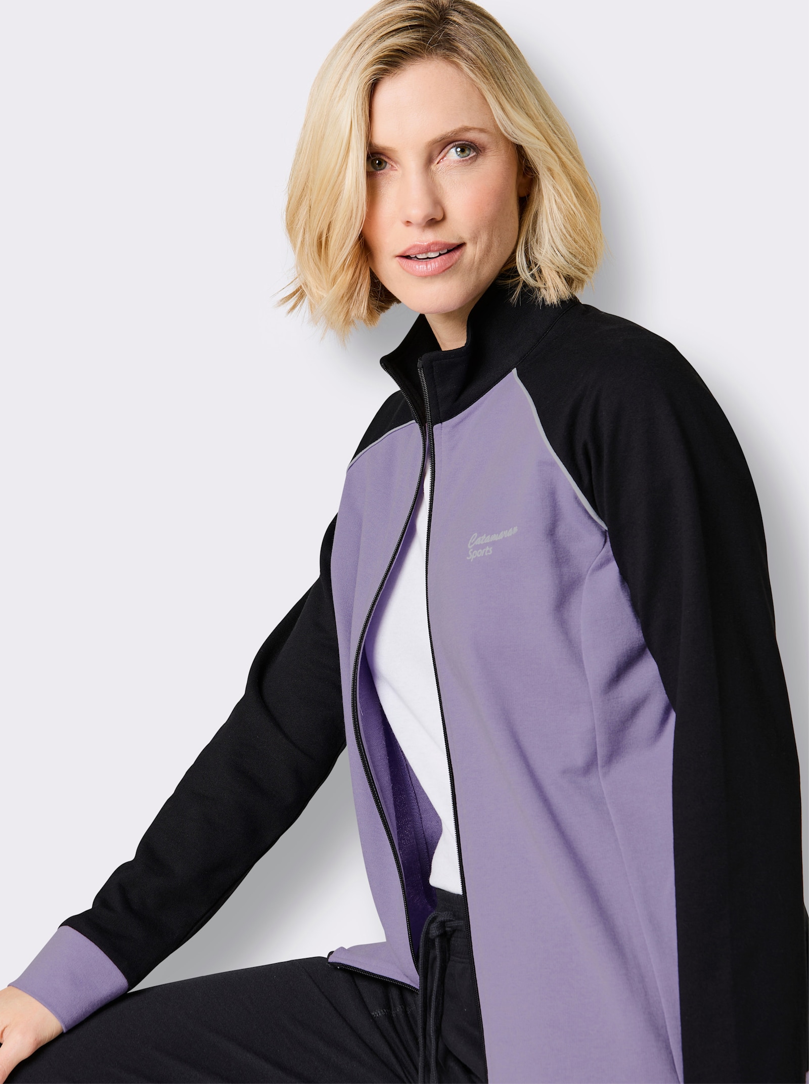 Catamaran Sweatjacke mit Raglan-Ärmeln - lavendel-schwarz