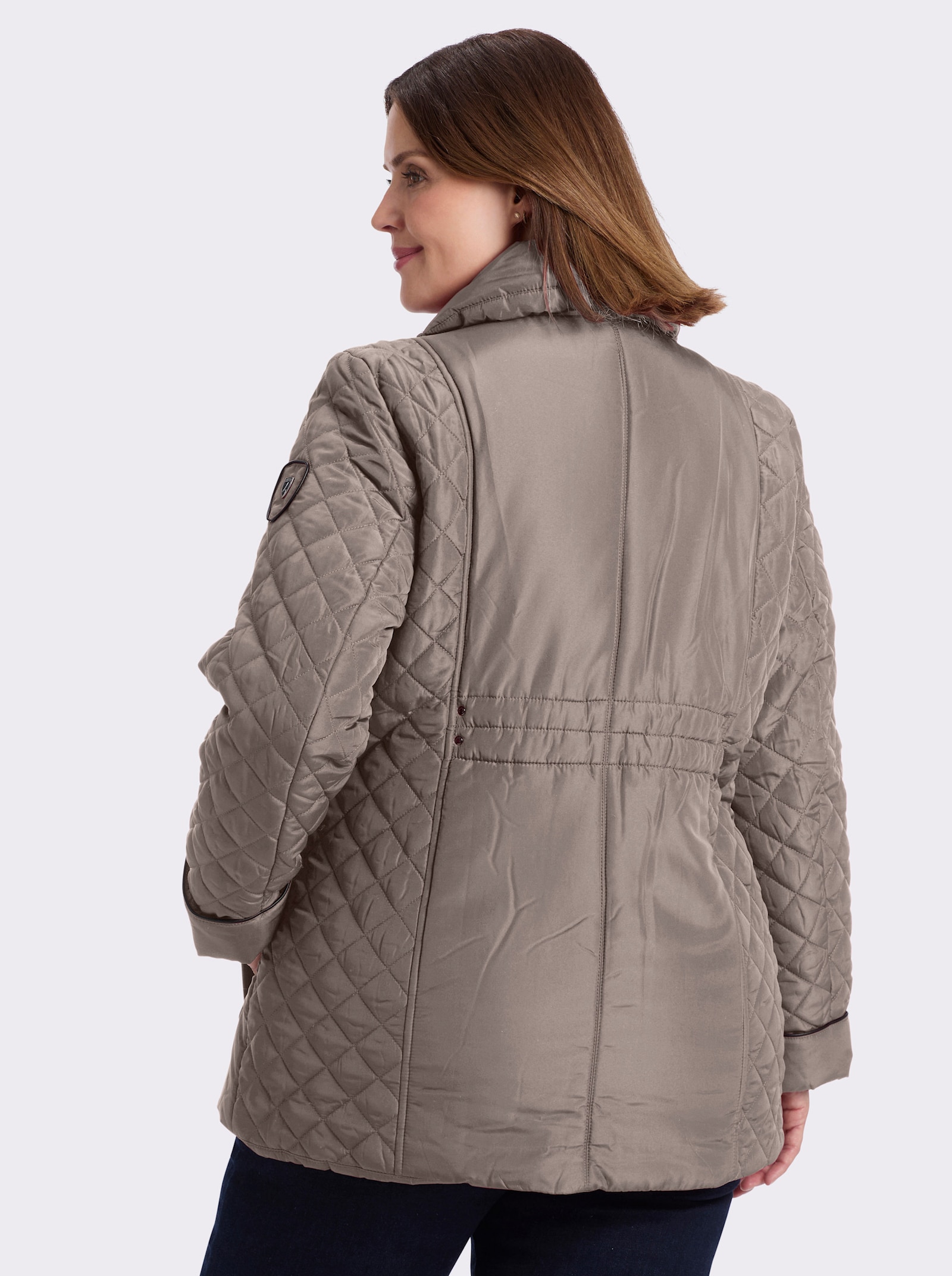 Steppjacke mit aufgesetzten Pattentaschen - taupe