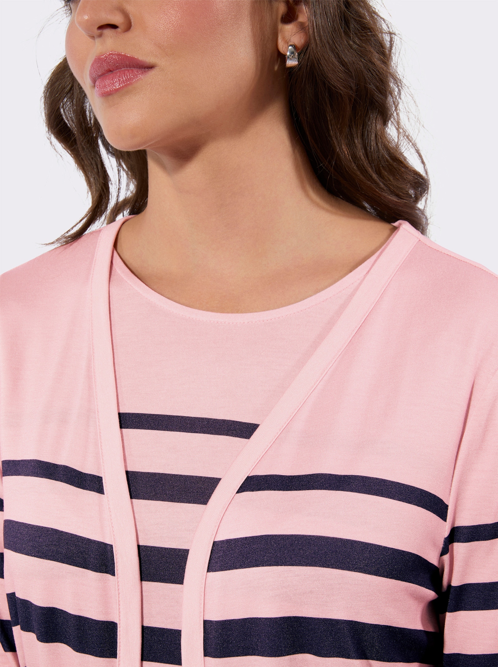 Twin-Set im Ringel-Dessin - rosé-marine-geringelt