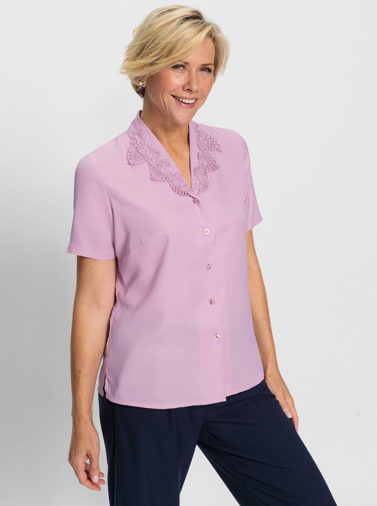 Blouse met korte mouwen - roze