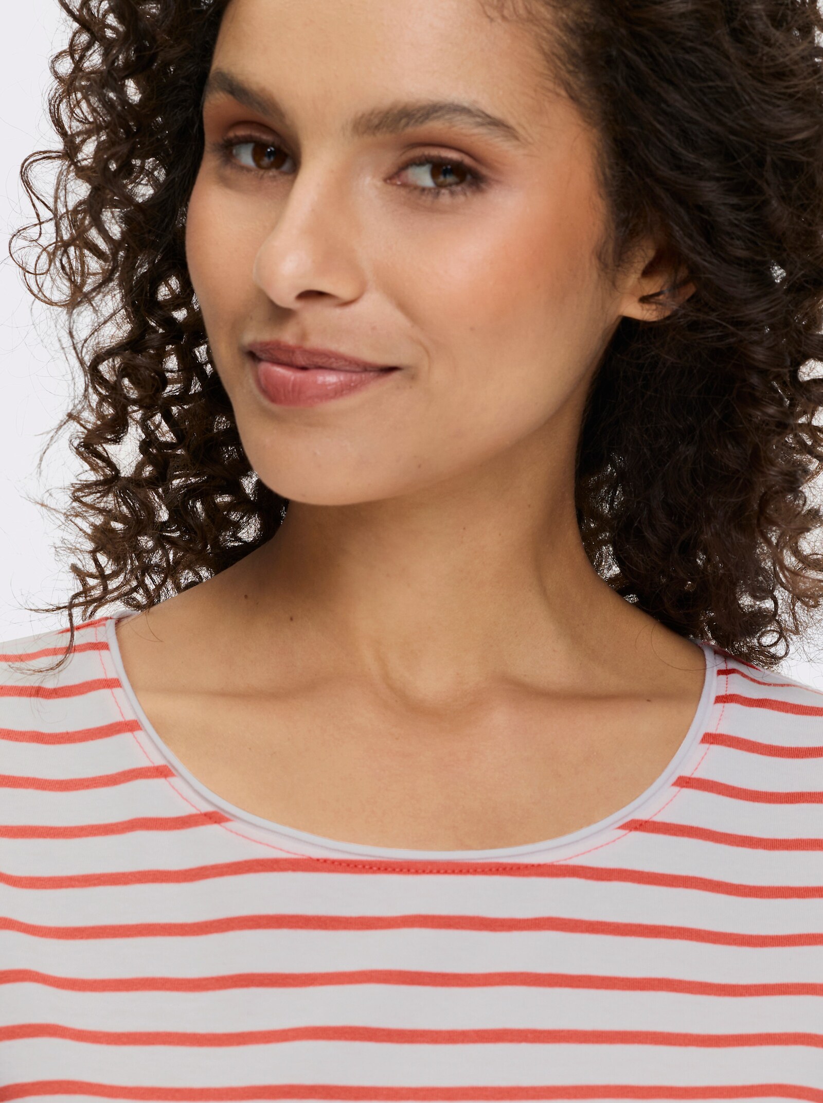 heine T-shirt - blanc-pamplemousse à rayures fines