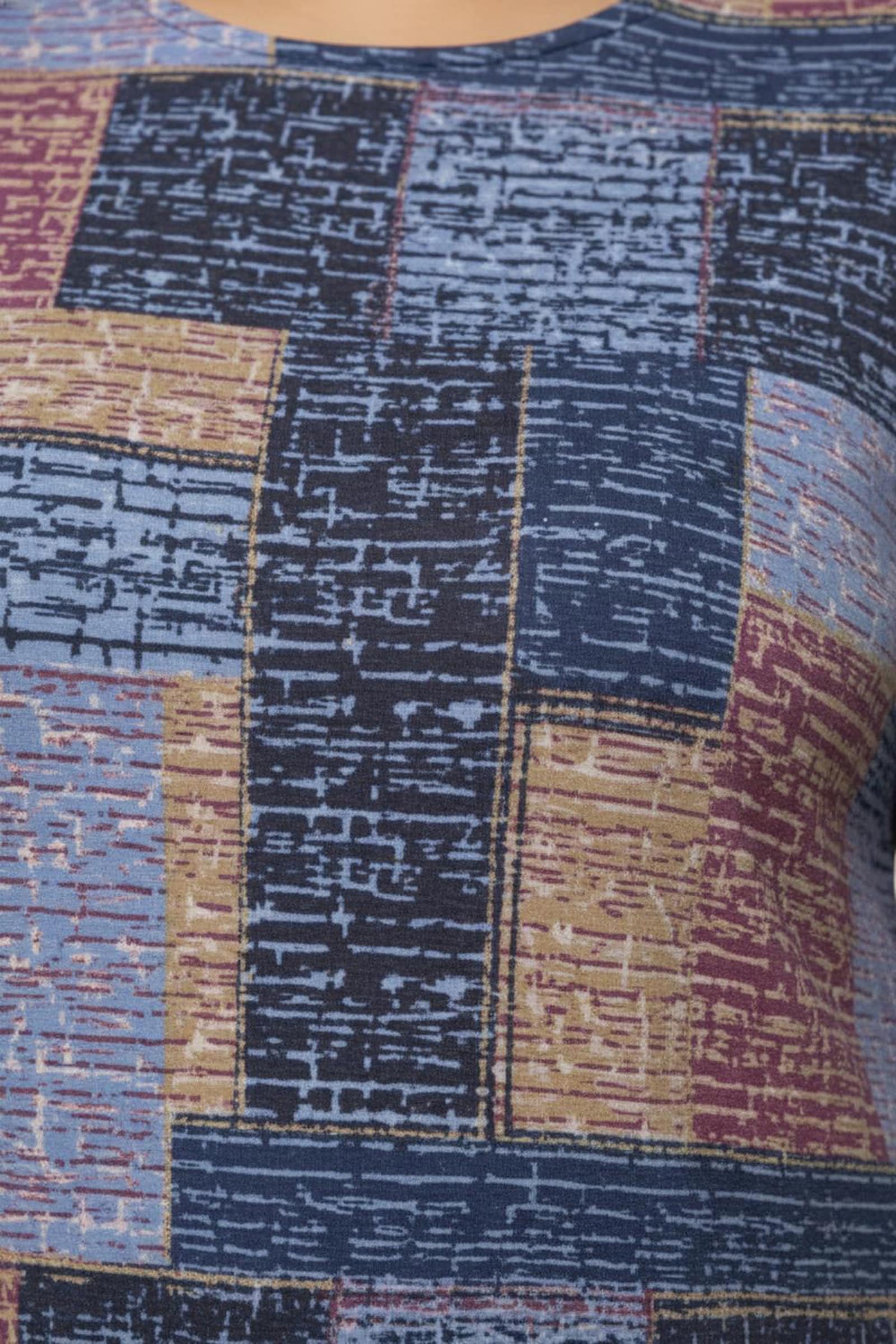 3/4-Arm-Shirt in Patch-Optik - royalblau-erika-bedruckt