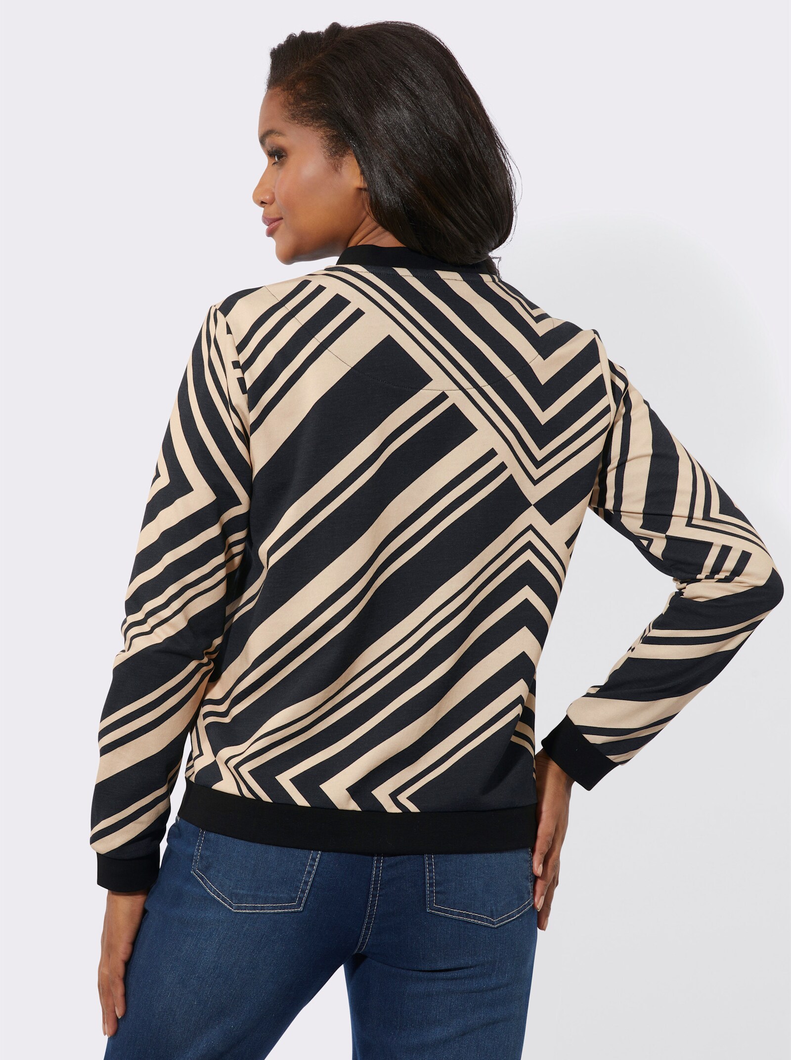 Sweatjacke mit grafischem Druck - schwarz-sand-bedruckt