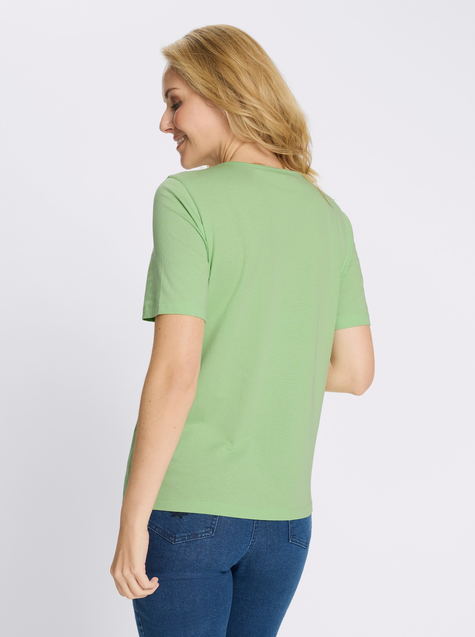 Kurzarmshirt mit platziertem Herz-Print - reseda-grün