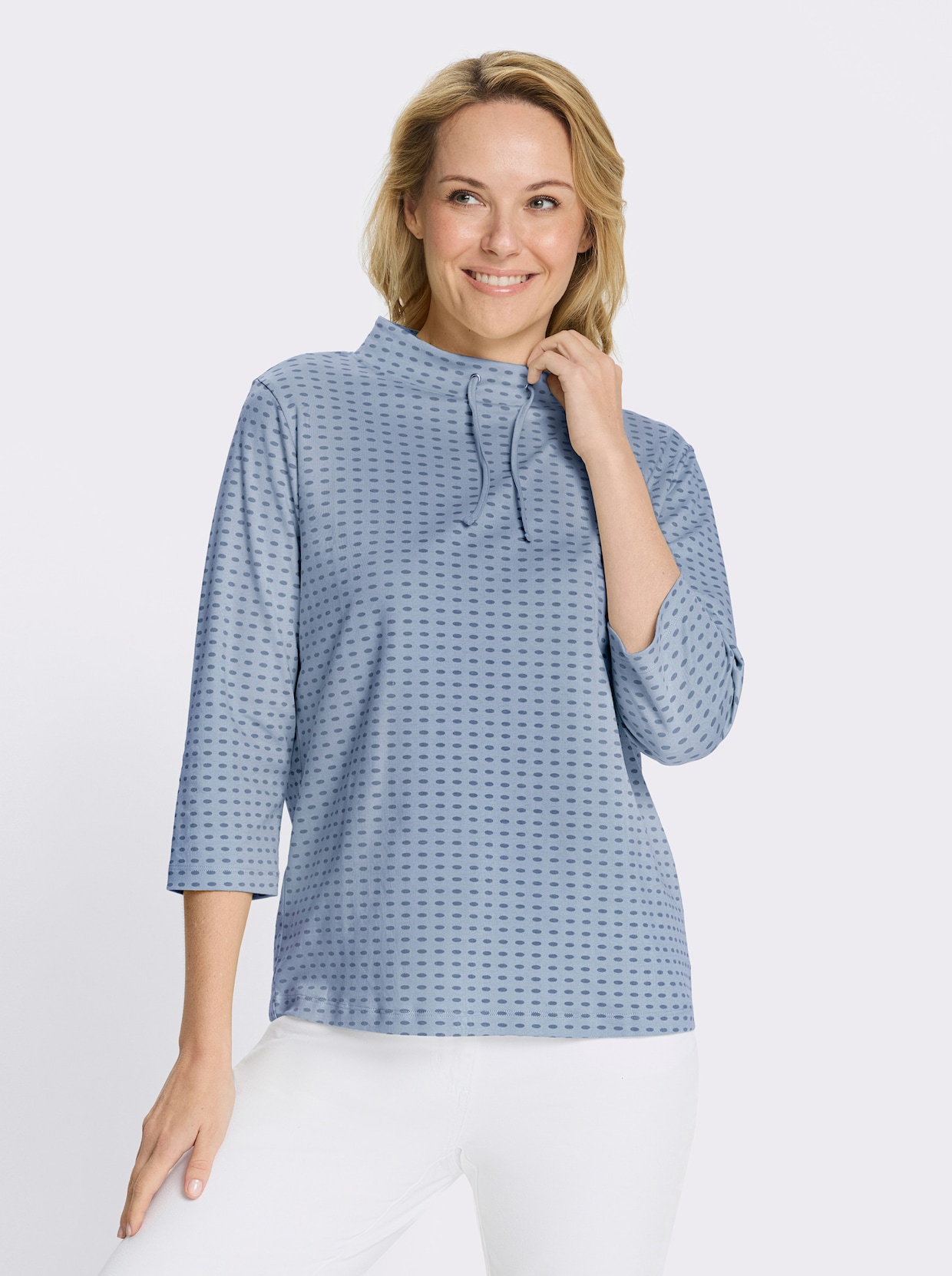 Sweatshirt mit Stehkragen - bleu-jeansblau-bedruckt