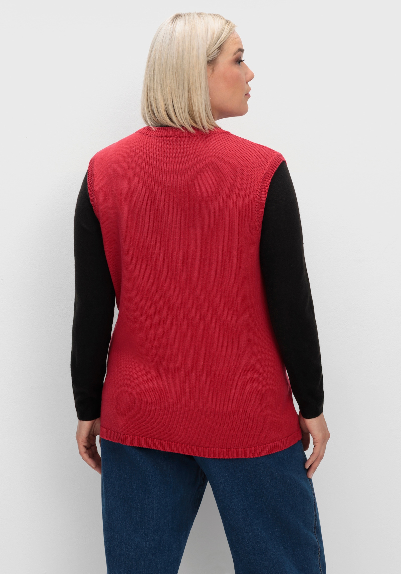 Strickweste mit durchgehendem Reißverschluss - rot