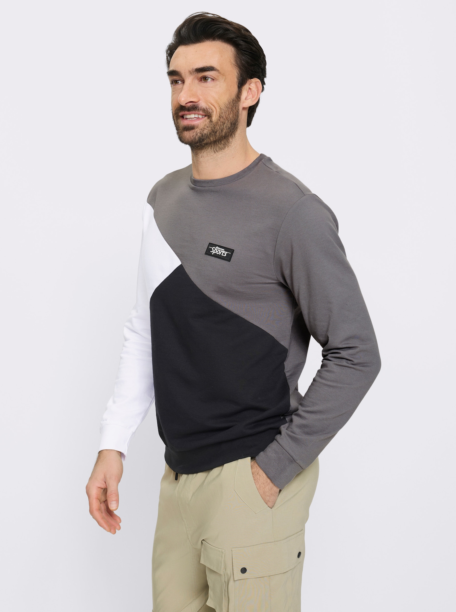 Catamaran Sports Sweatshirt mit Rippbündchen - grau-schwarz