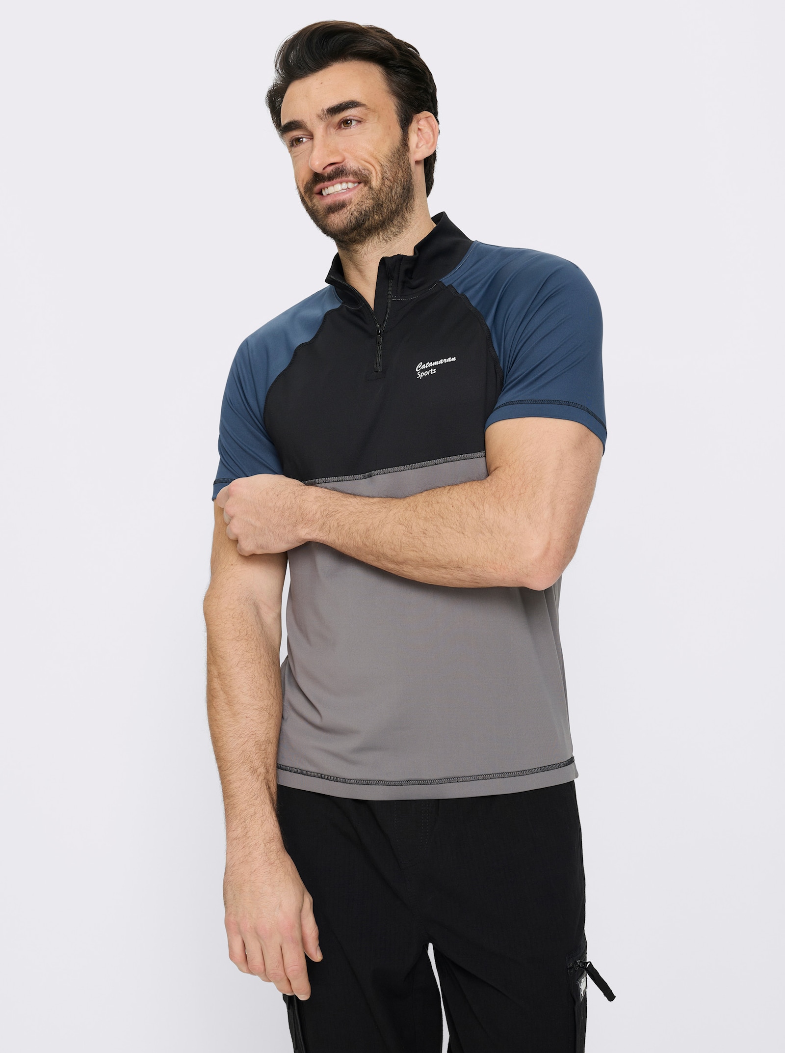 Catamaran Sports Fahrradshirt mit dreigeteilter Rückentasche - anthrazit