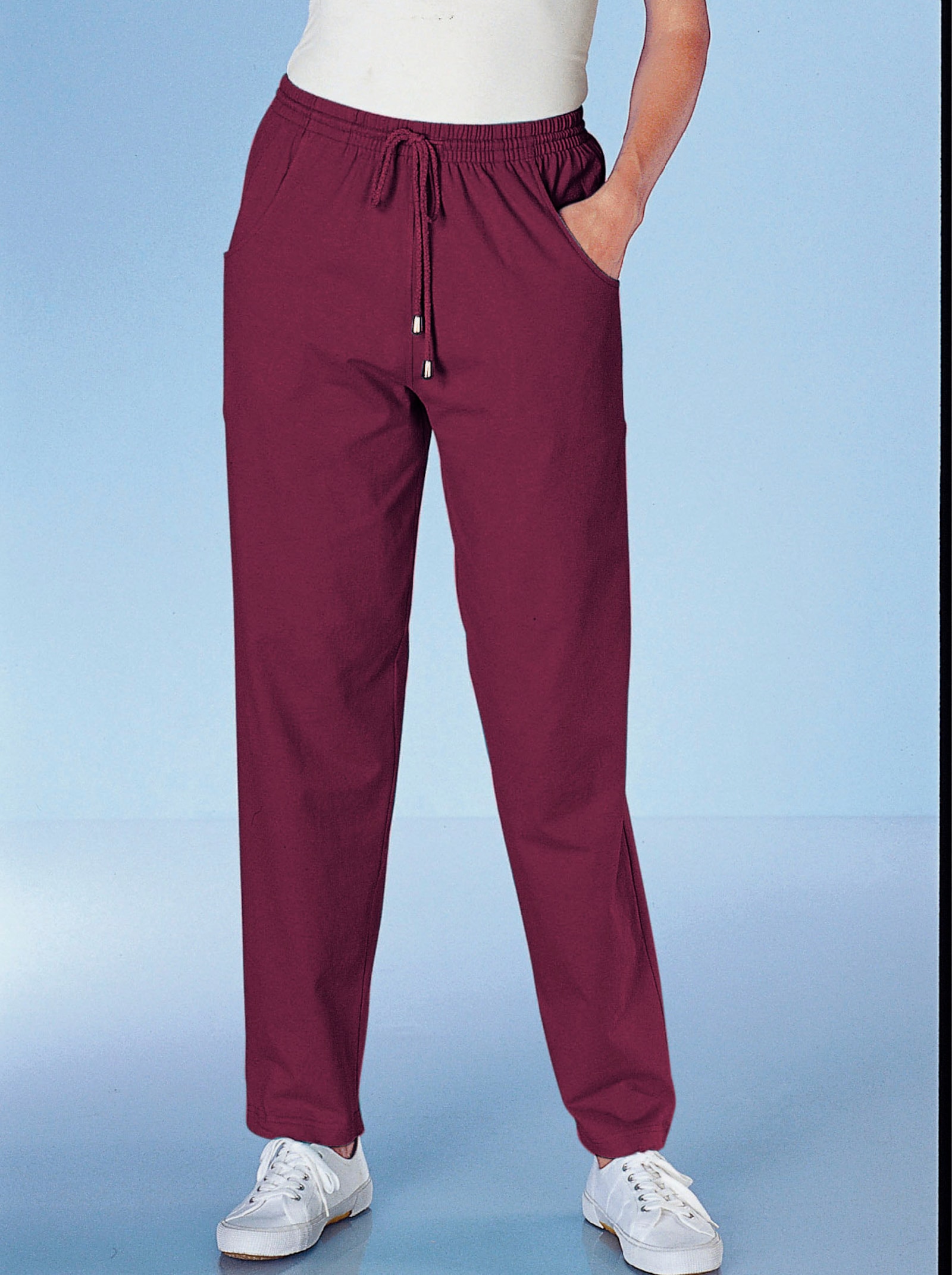 Freizeithose mit Kordelzug - bordeaux