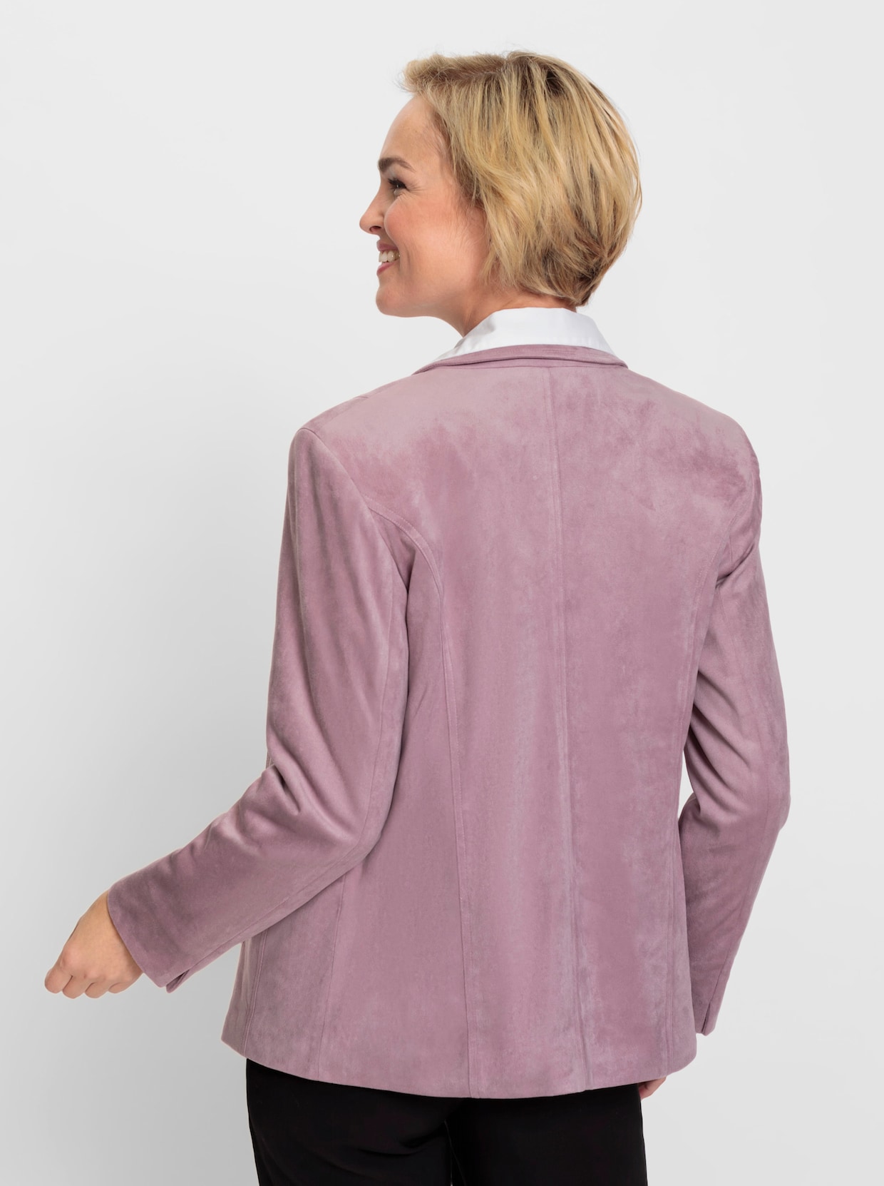 Blazer van imitatieleer - mauve