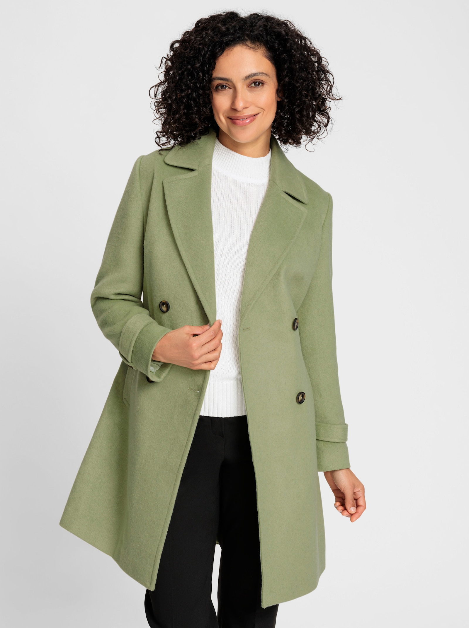 Kurzmantel mit Woll-Anteil - schilf-meliert