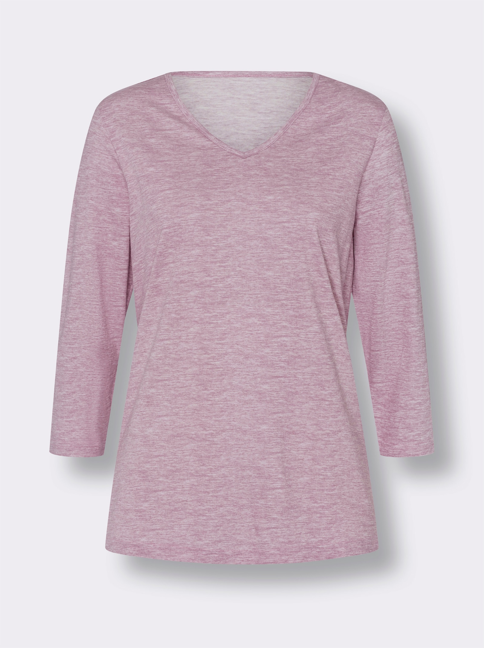 Shirt met 3/4-mouwen in gemêleerde look - mauve gemêleerd