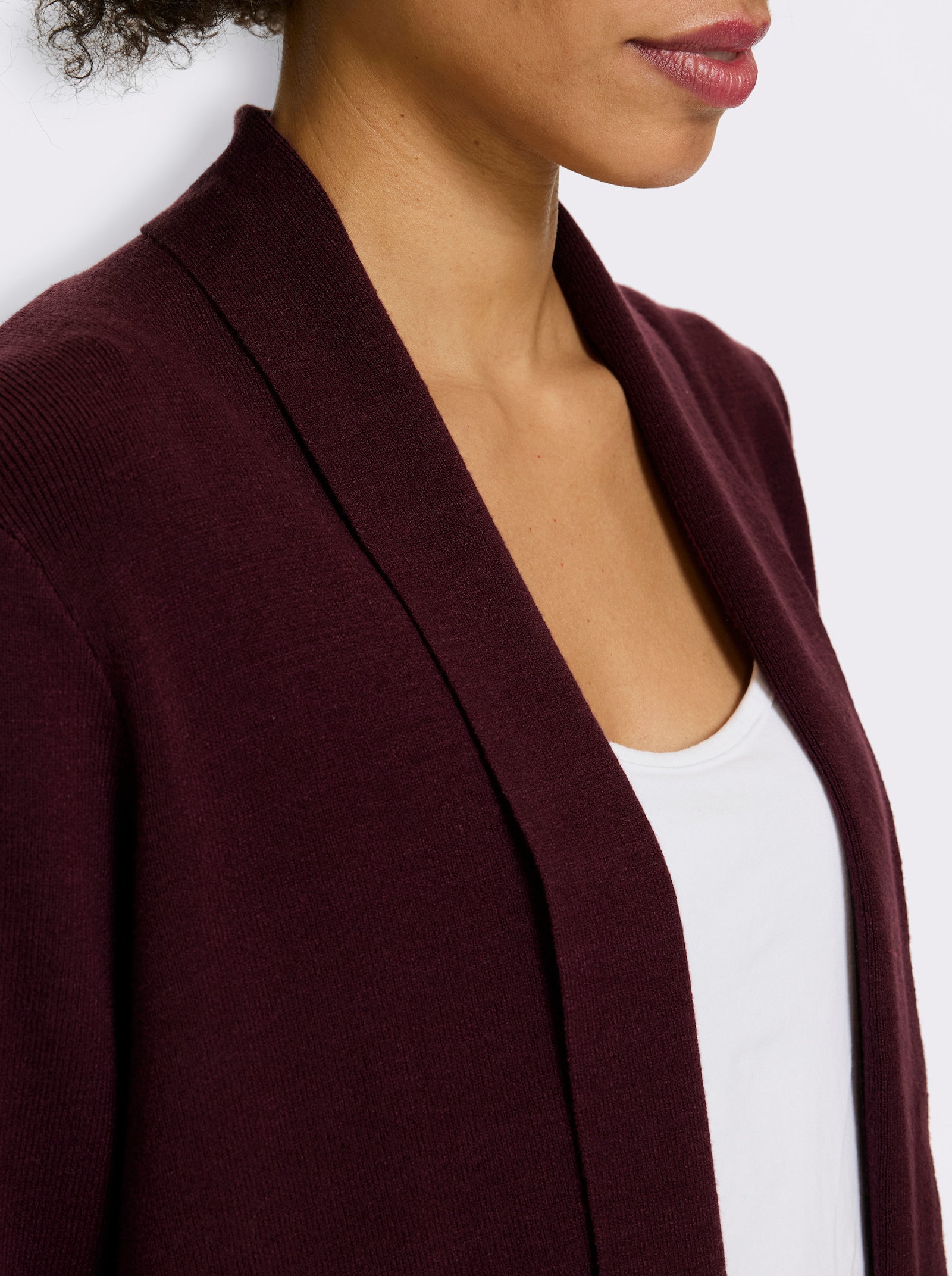 heine Feinstrickjacke mit Schalkragen - burgund