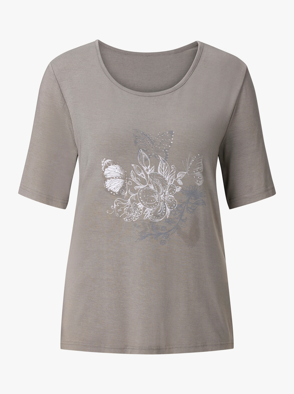 Shirt met ronde hals - taupe