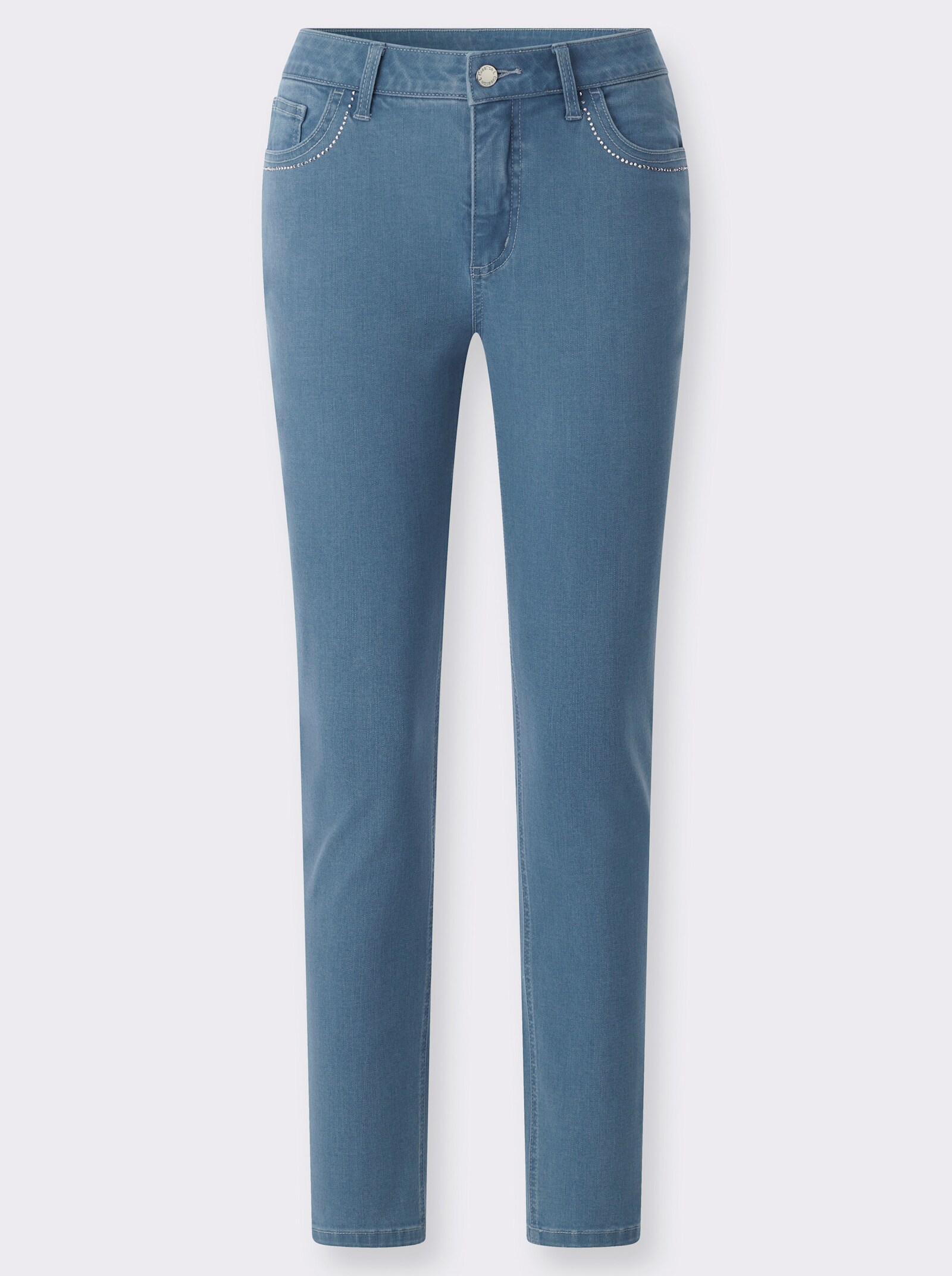 5-Pocket-Jeans mit Glitzersteinchen - blue-stone-washed
