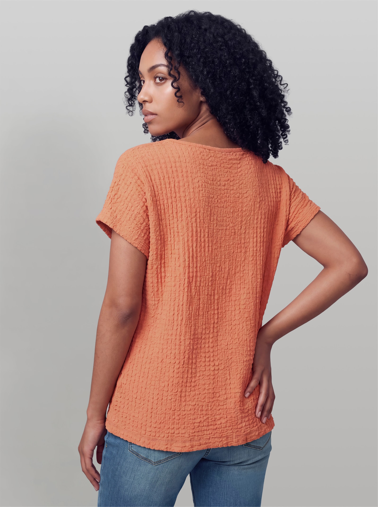 heine Kurzarmshirt aus Strukturware - papaya