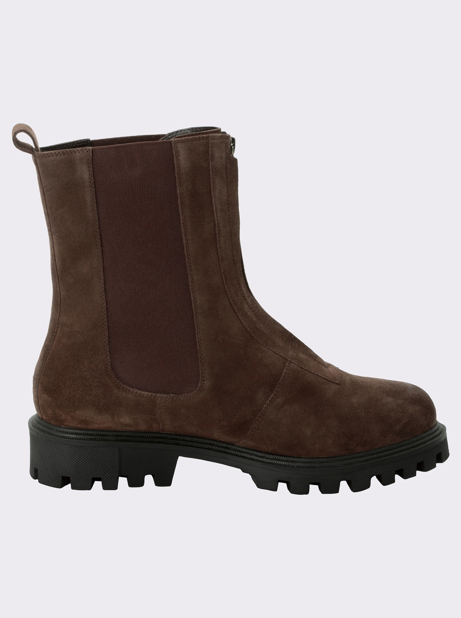 sheego Stiefelette aus Veloursleder - schoko