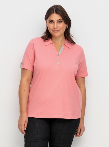 Poloshirt mit Kontrasten - flamingo