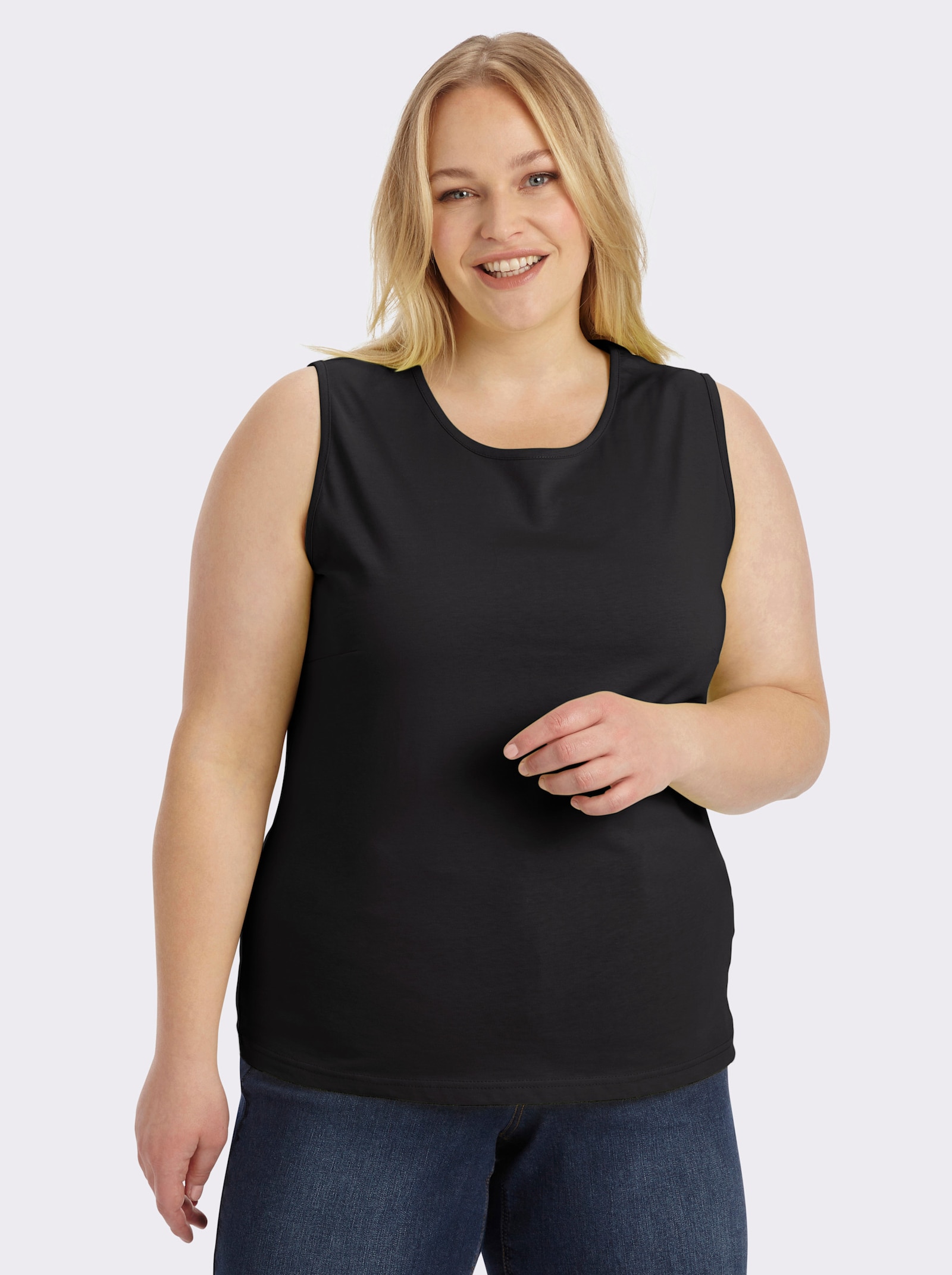 Trägertop mit Rundhals-Ausschnitt - schwarz