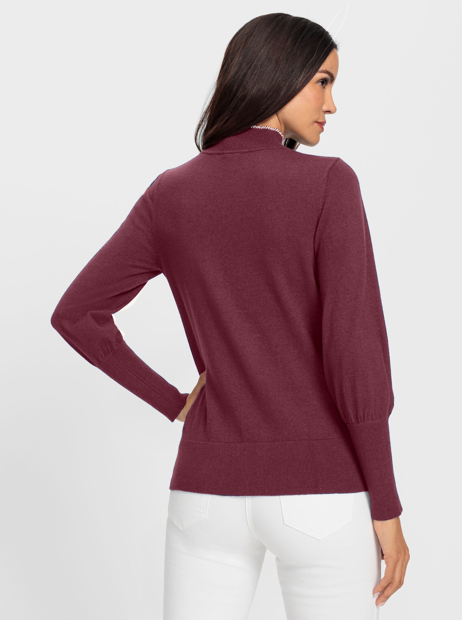 heine Stehkragenpullover mit seitlicher Schluppe - bordeaux