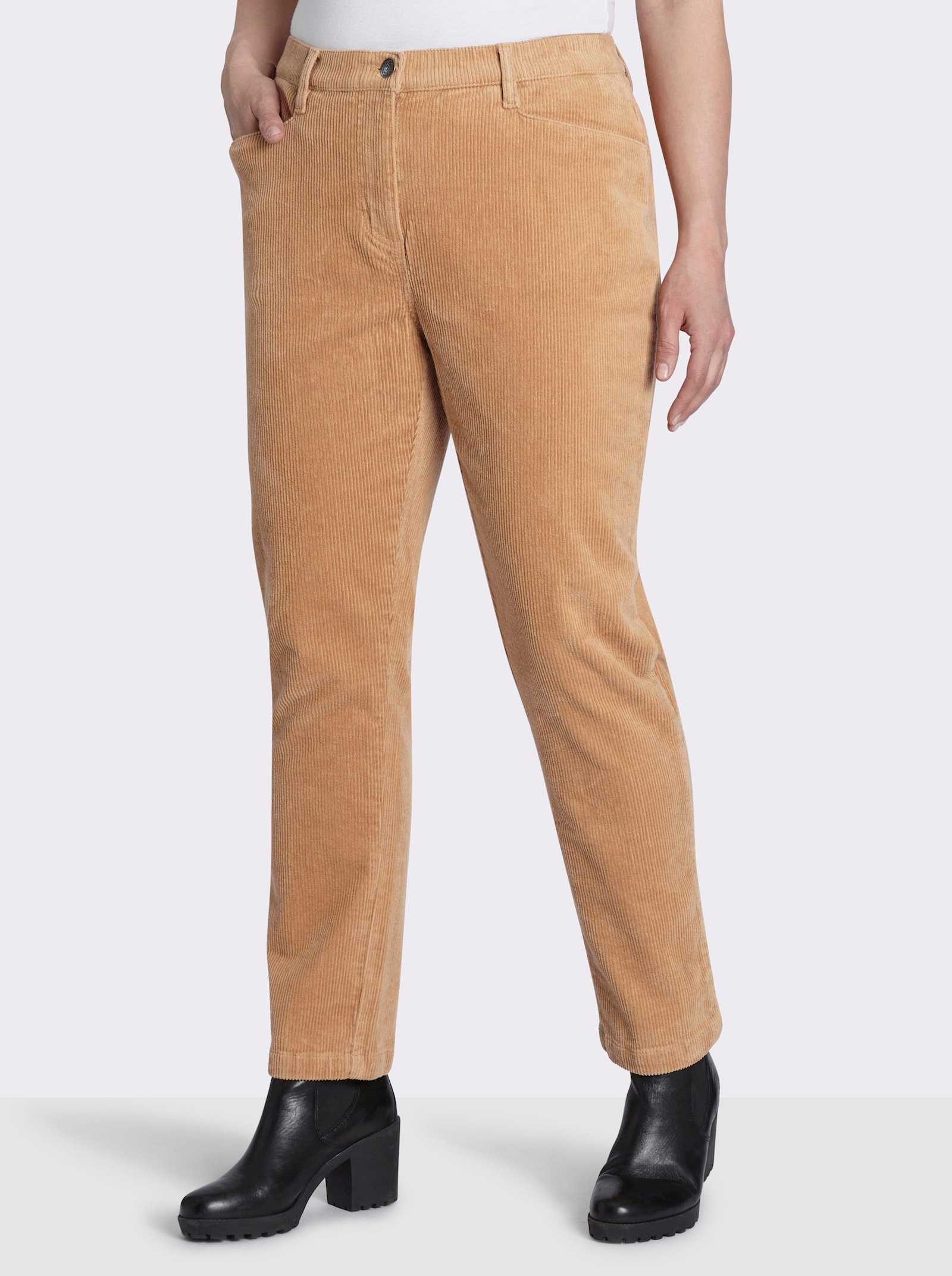 sheego Cordhose mit schmalem Bein - camel