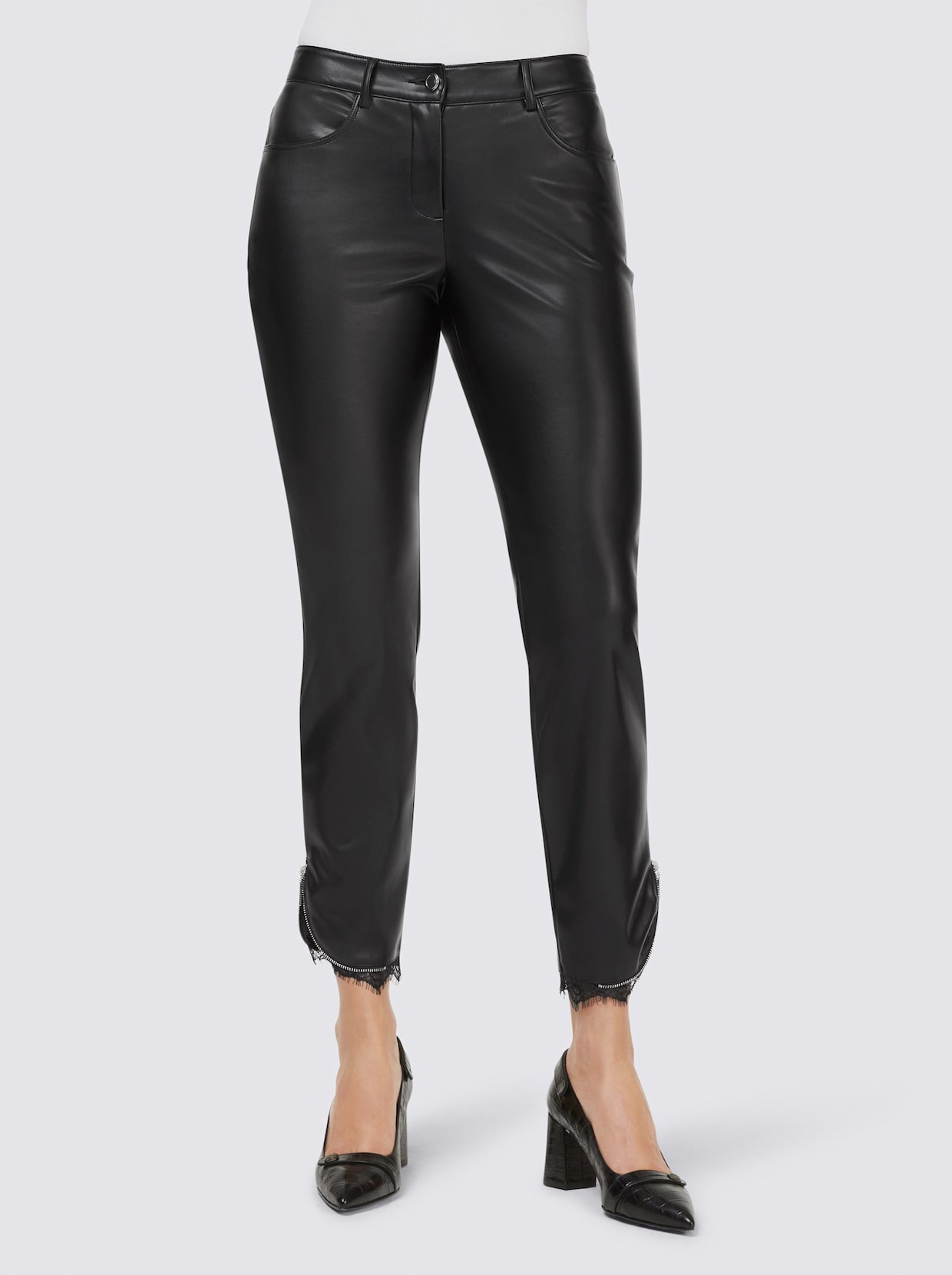 Ashley Brooke Lederimitat-Hose - schwarz