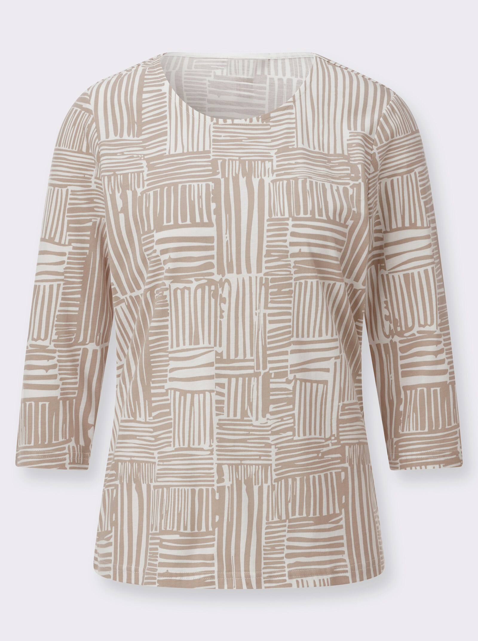 Print-Shirt mit 3/4-Ärmeln - beige-ecru-gemustert