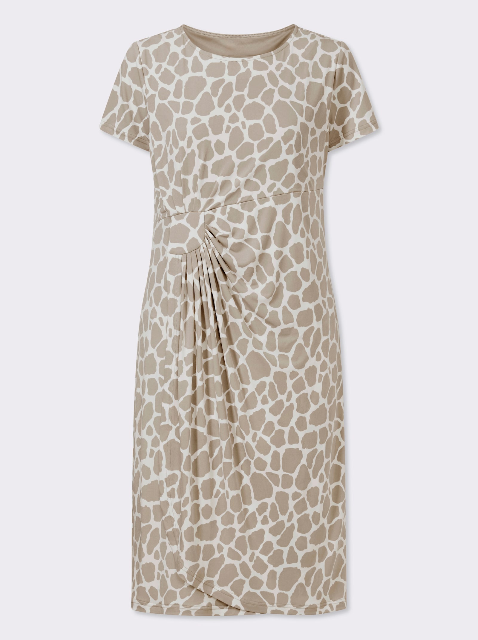 Jerseykleid in Wickel-Optik - sesam-ecru-bedruckt