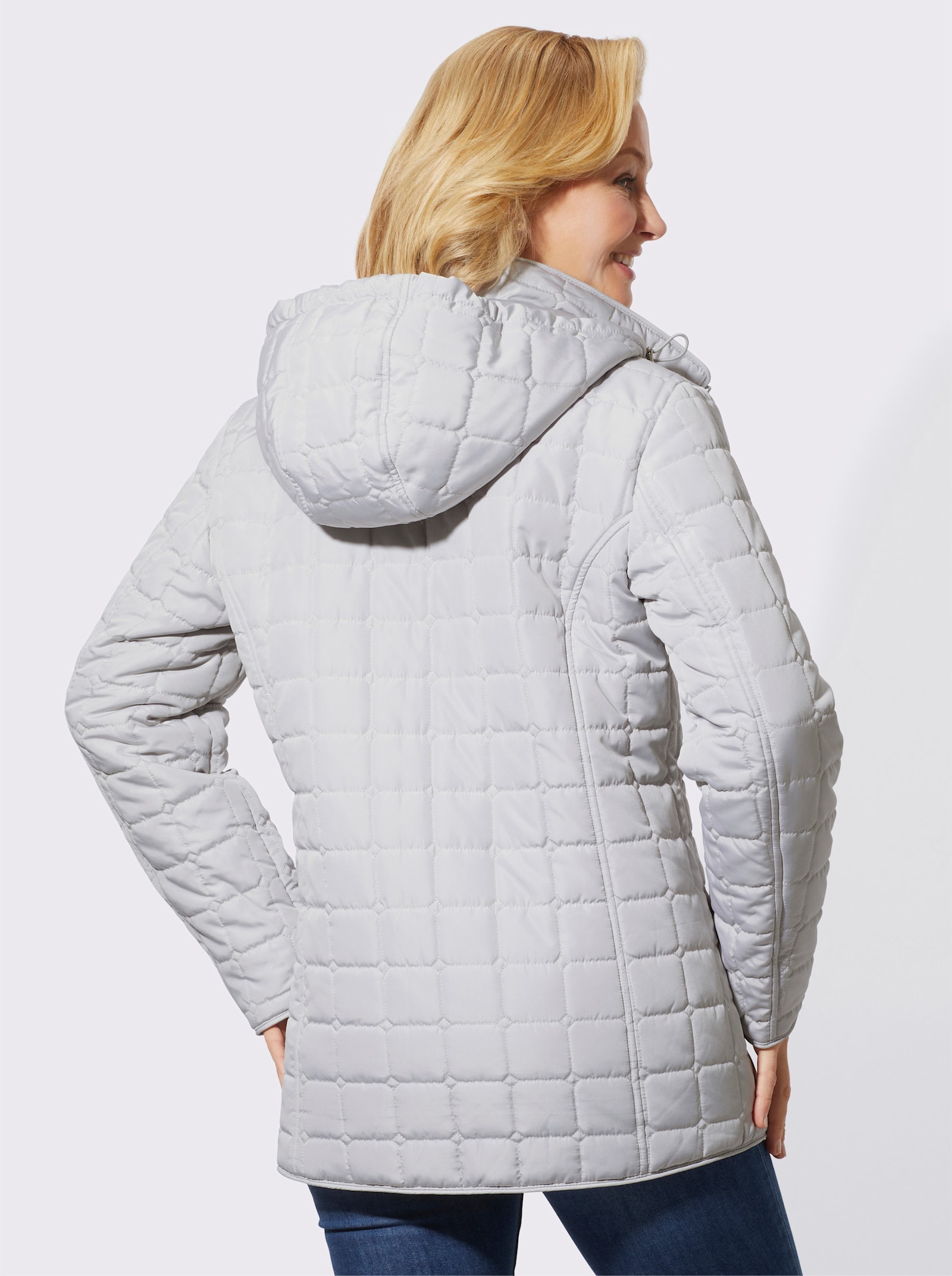 Steppjacke mit abzippbarer Kapuze - hellgrau