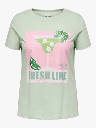 ONLY CARMAKOMA T-Shirt - green print:fresh me
