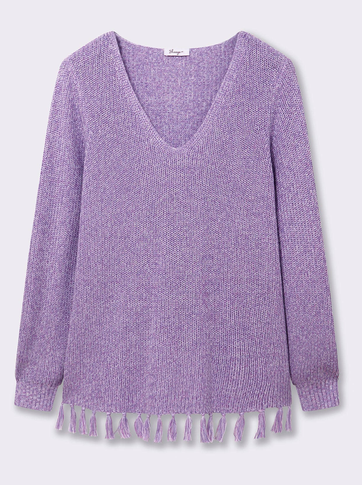 sheego Pullover met V-hals - lavendel gemêleerd