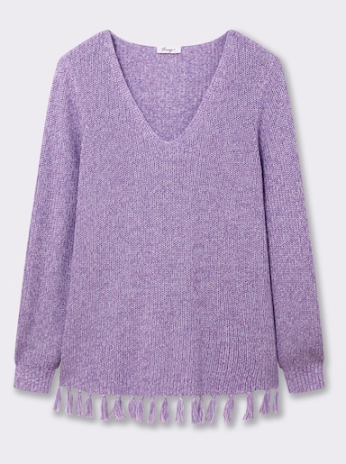 sheego Pullover met V-hals - lavendel gemêleerd