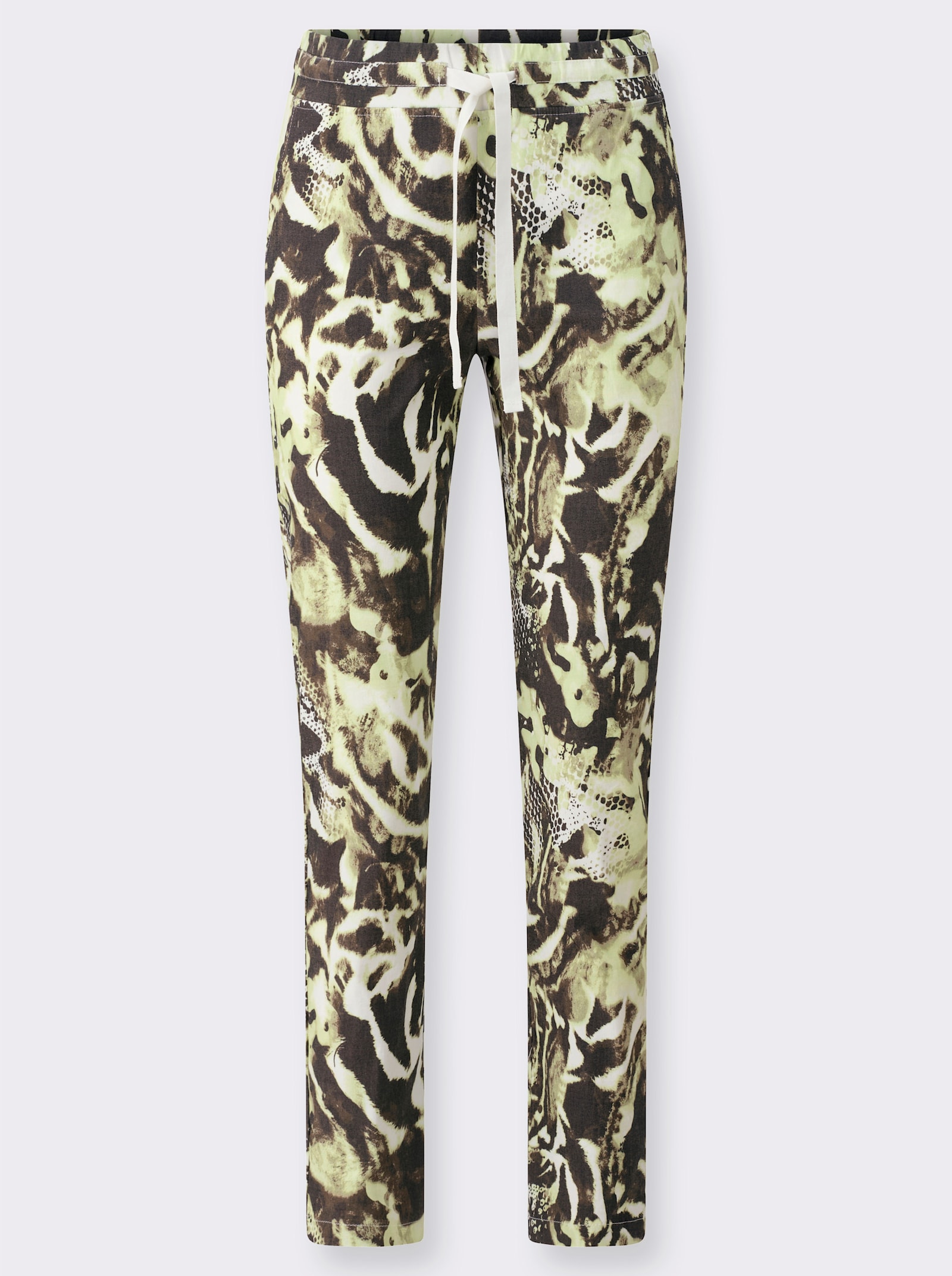 heine Druckhose mit Rundum-Dehnbund - khaki-schwarz-bedruckt