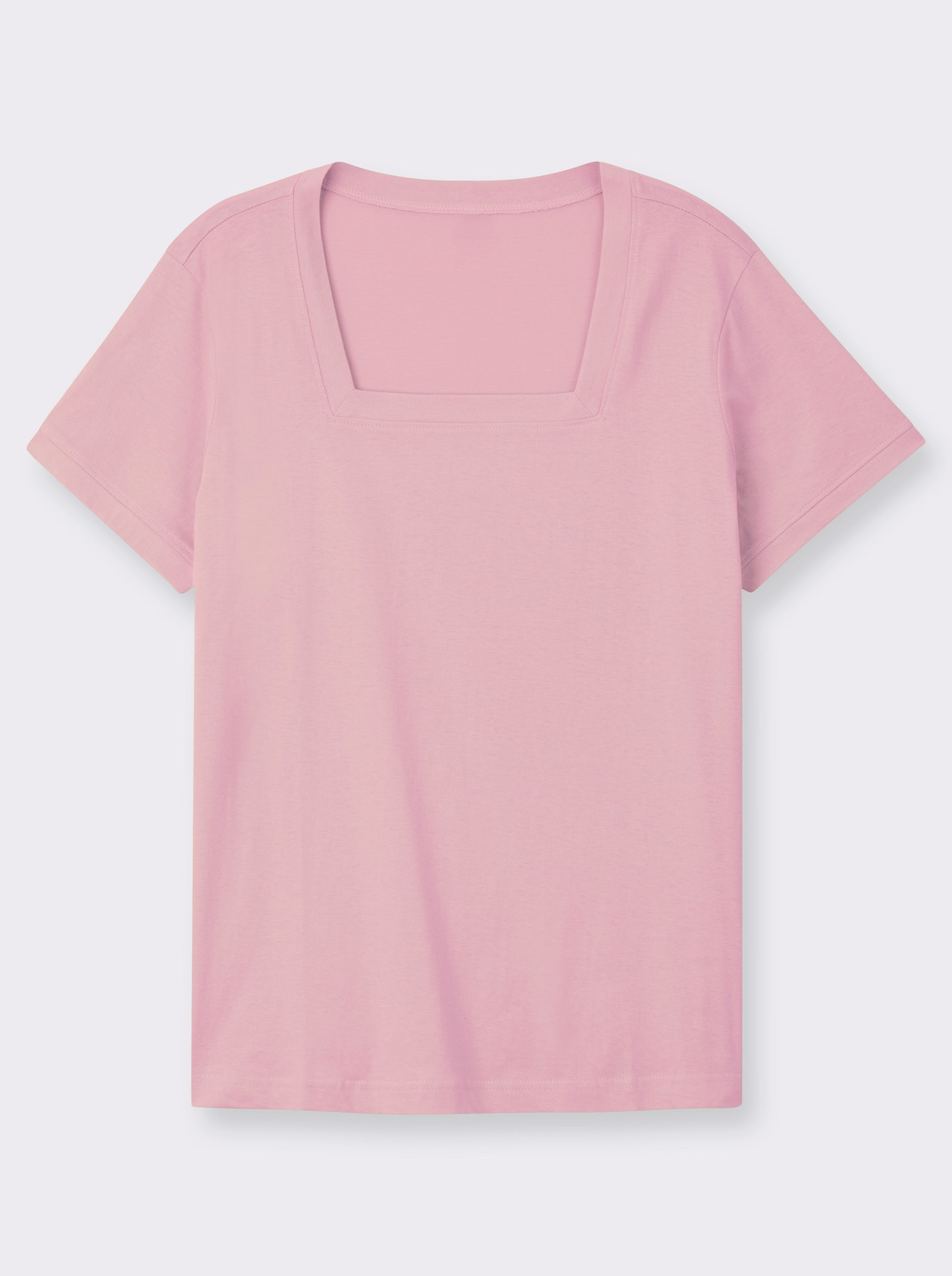 Kurzarmshirt mit Karree-Ausschnitt - rosé