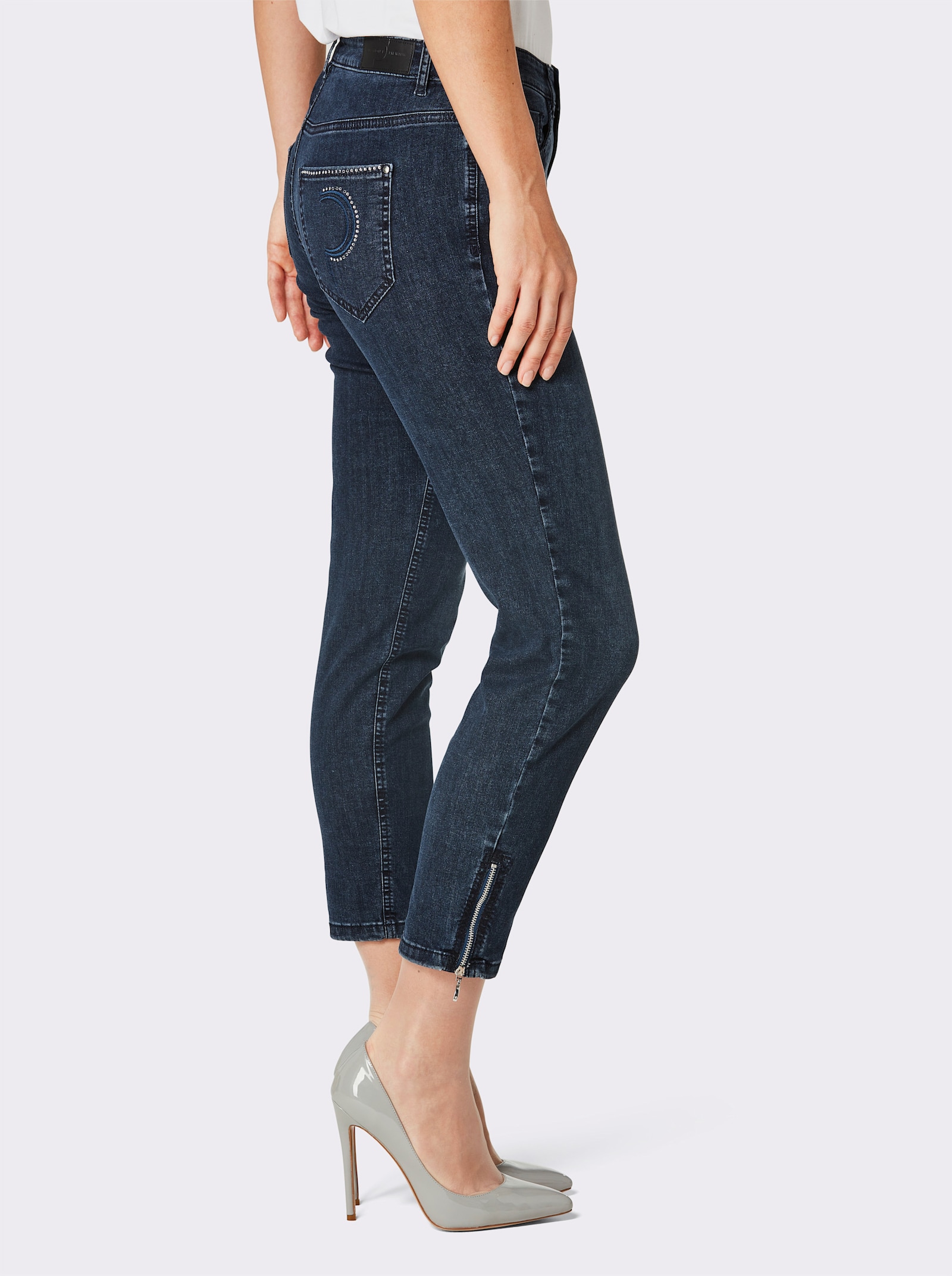 Ascari 5-Pocket-Jeans mit Strass-Applikation - dark blue