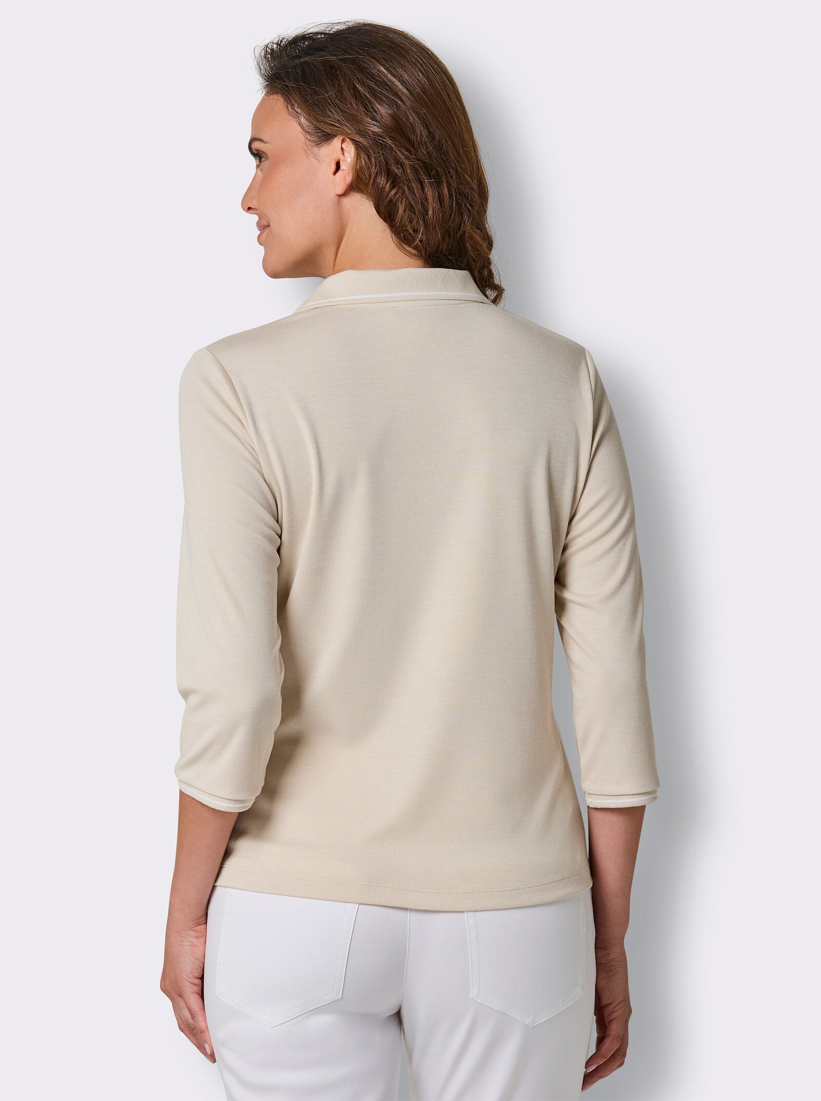 CREATION L PREMIUM Poloshirt mit Kontrastdetails - sand