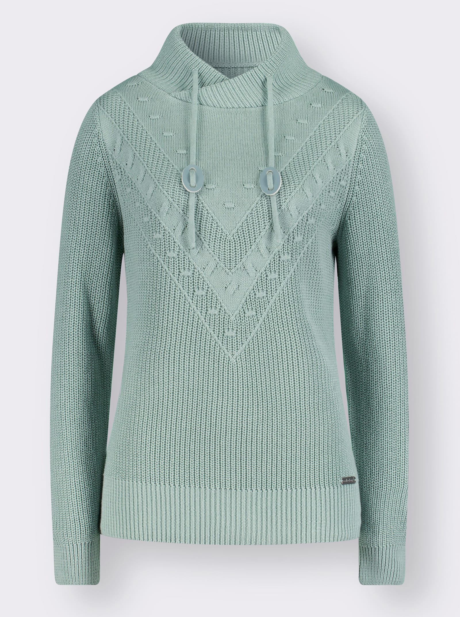 Strickpullover mit überlappendem Stehkragen - kalkmint