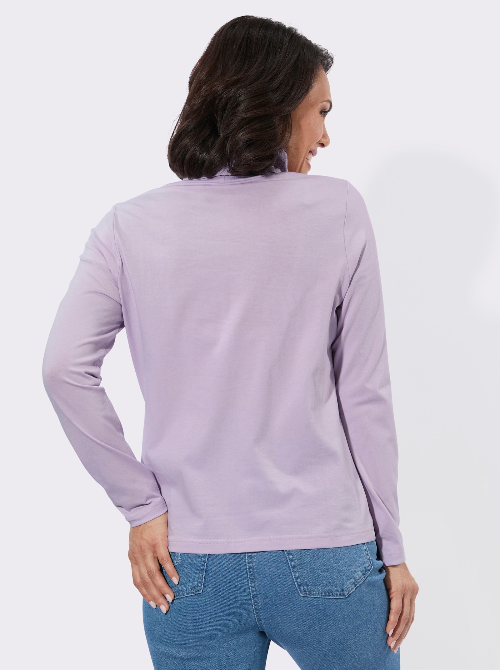 Rollkragenshirt mit Metallplättchen-Verzierung - flieder