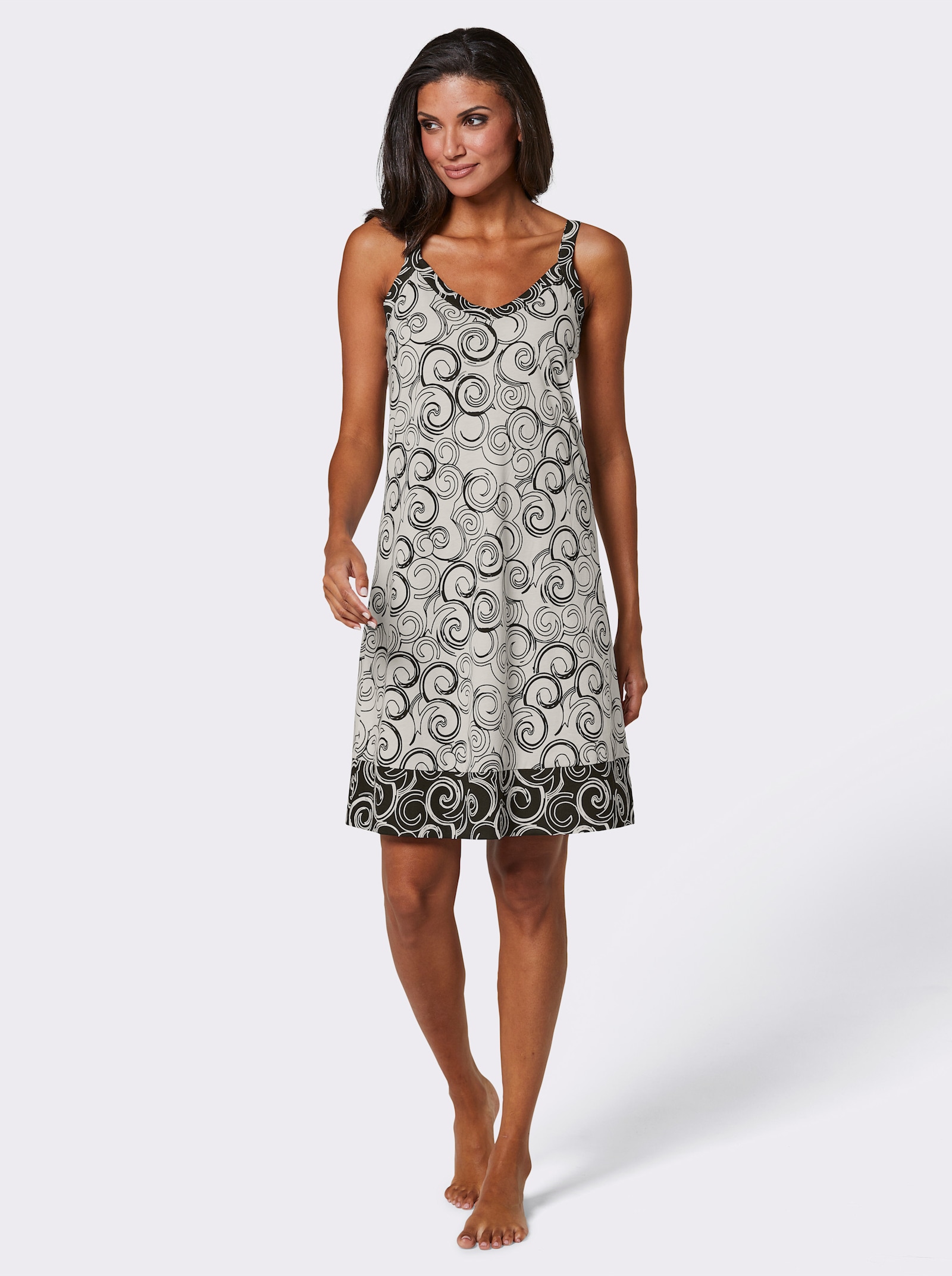 wäschepur Chemises de nuit avec motif - noir imprimé + blanc imprimé