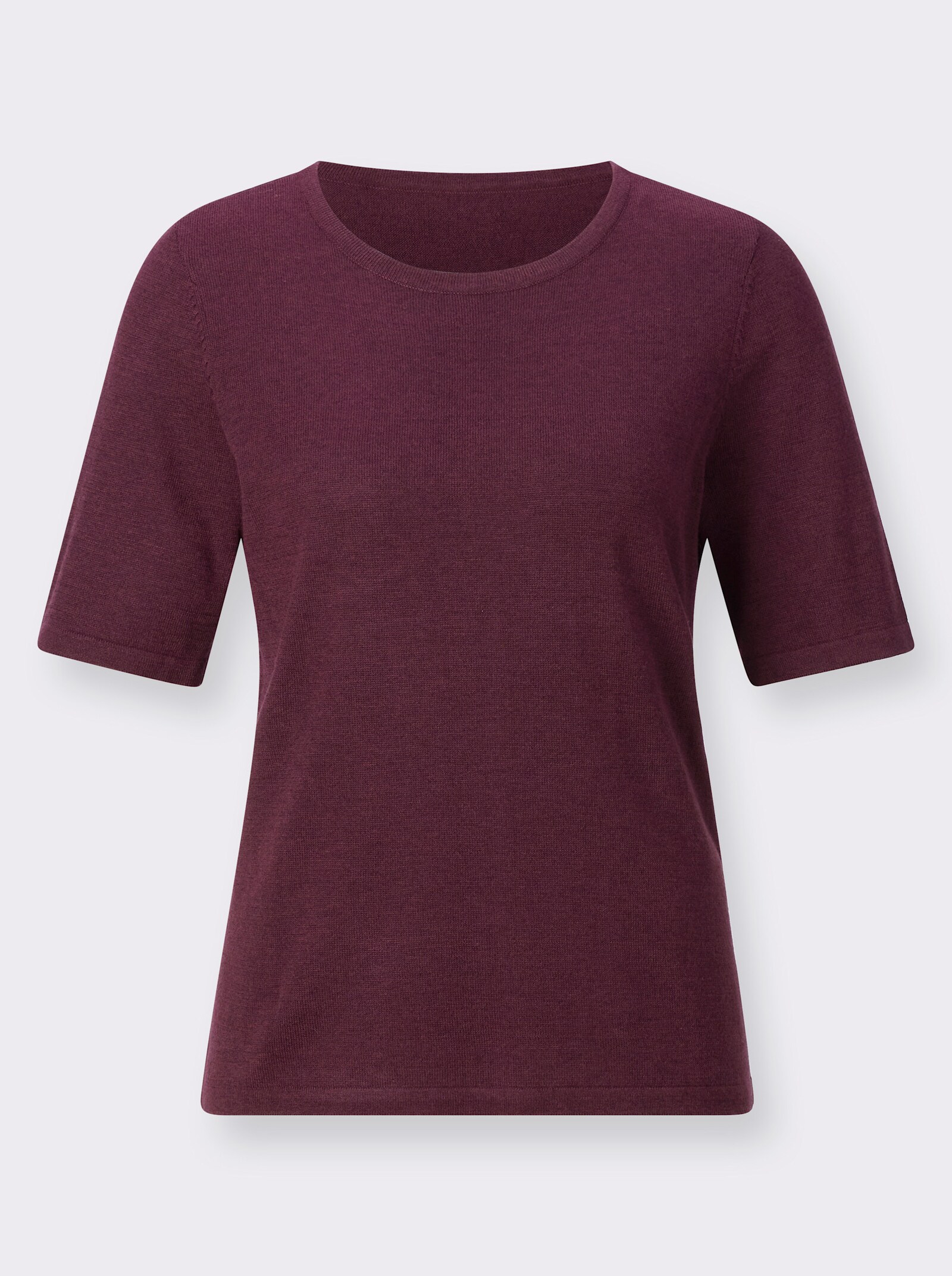 Pullover met korte mouwen van gemêleerd materiaal - bordeaux gemêleerd
