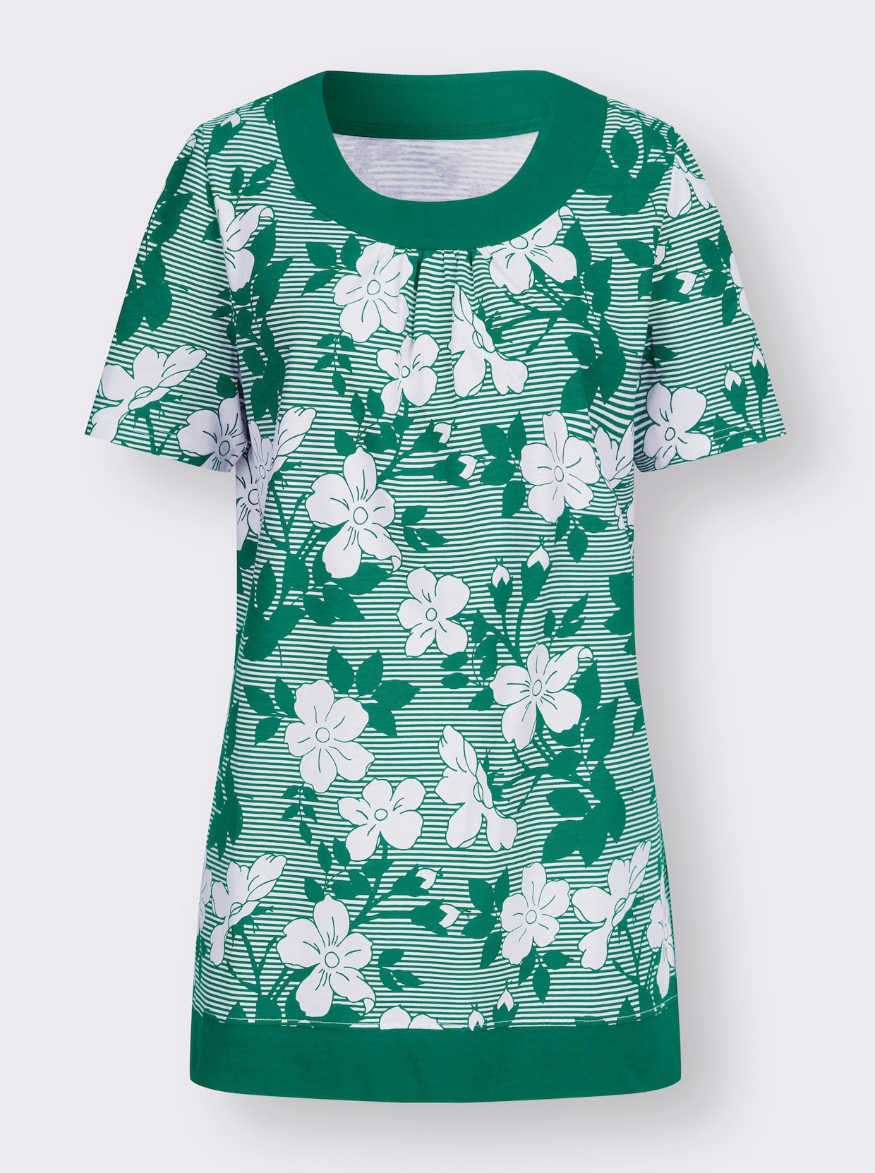 Dlouhé tričko - zelená-bílá-potisk