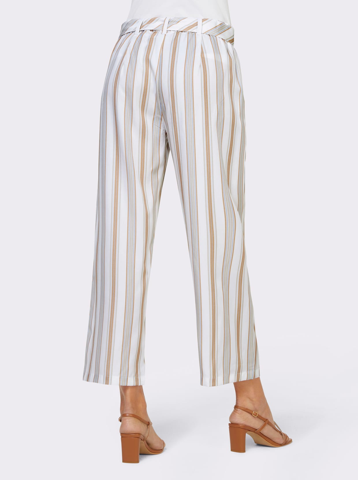 heine Pantalon 7/8 - hellblau-beige-gestreift