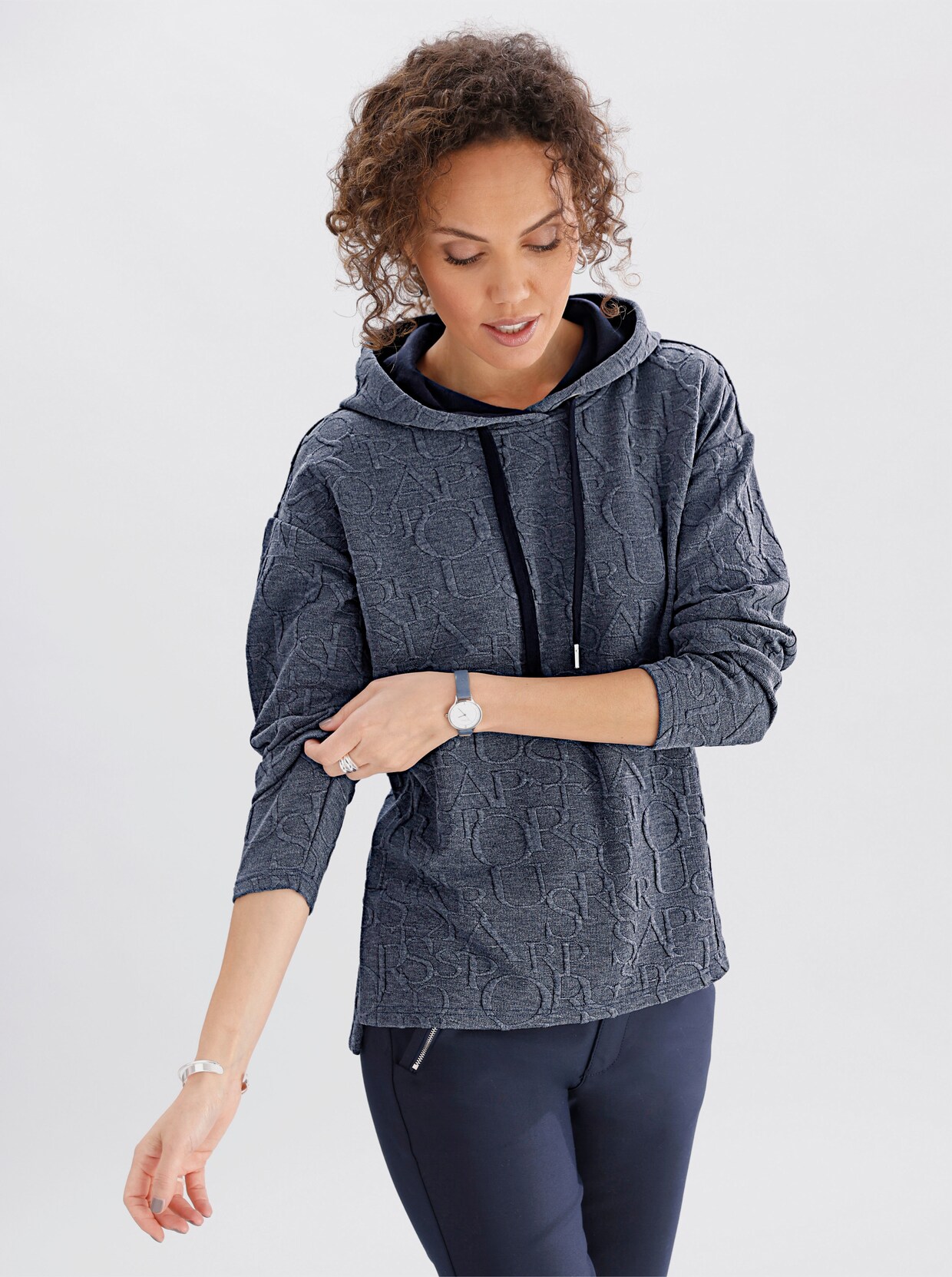 Kapuzensweatshirt - marine-meliert