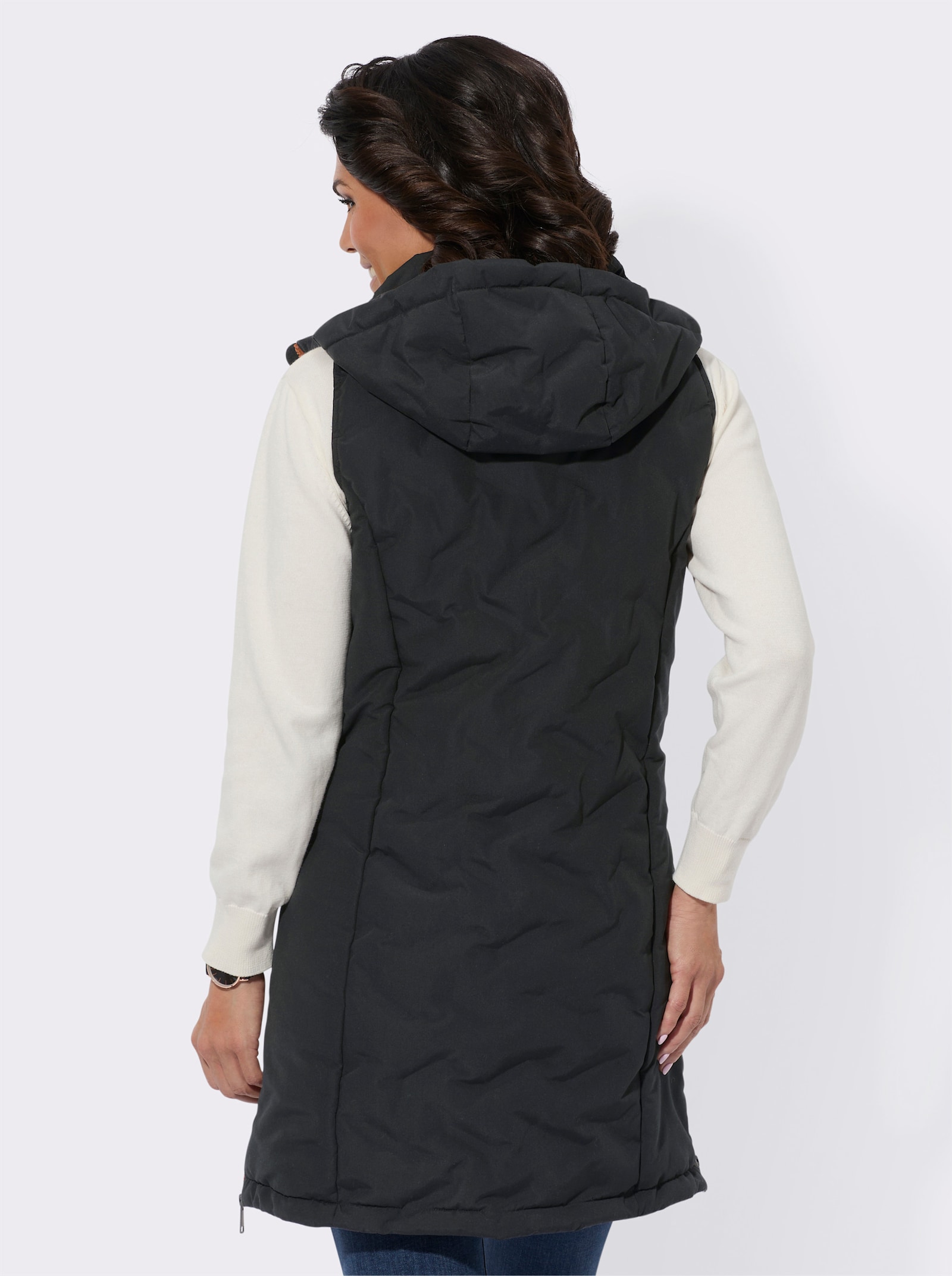 Longweste in Microfaser-Qualität - schwarz