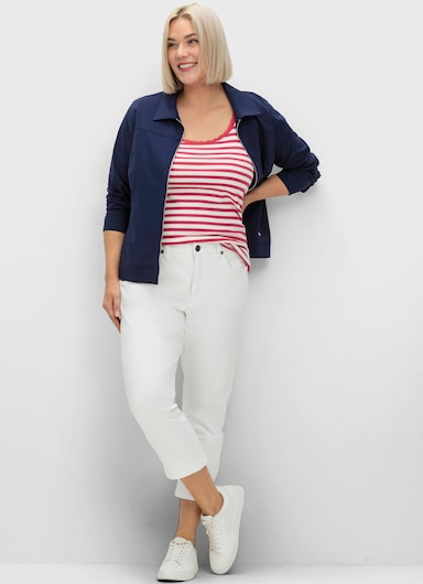 sheego Tanktop mit Ringeln und Spitzenkante. - sorbet pink-ecru