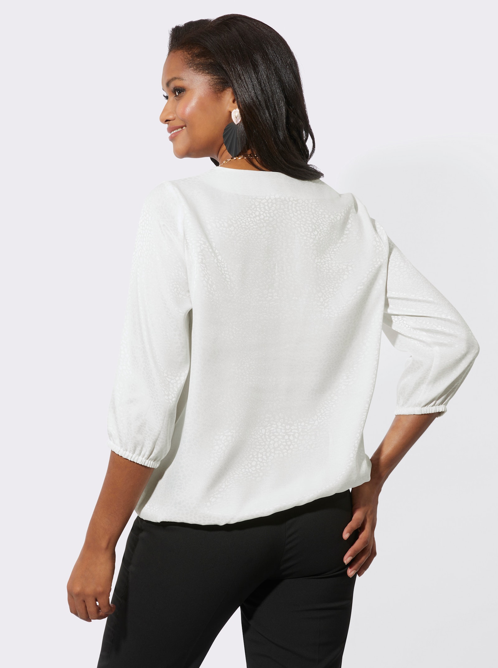 Schlupf-Bluse im Jacquard-Dessin - champagner