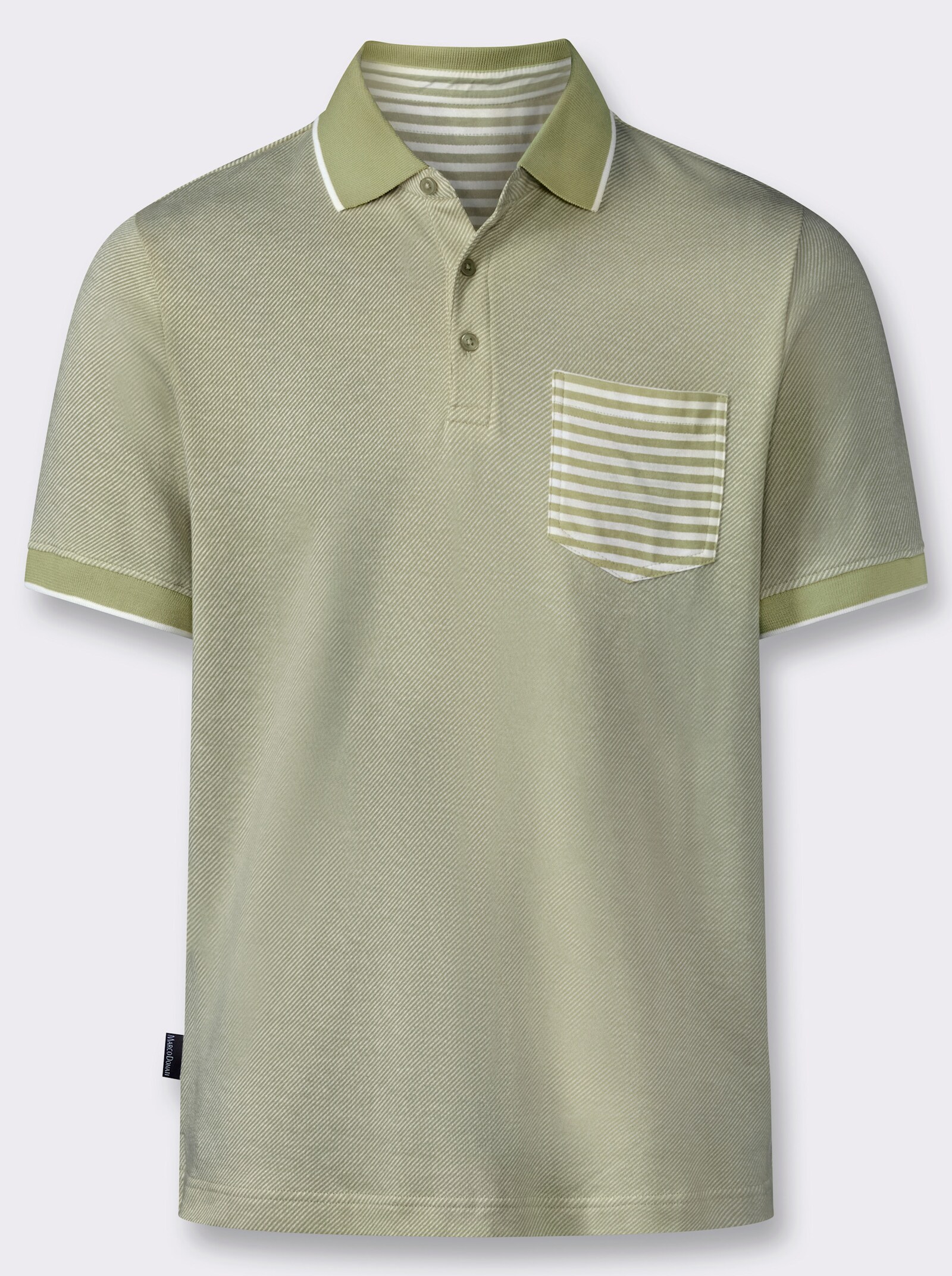 Marco Donati Kurzarmshirt in Jacquard-Qualität, mit Modal - lindgrün-gestreift