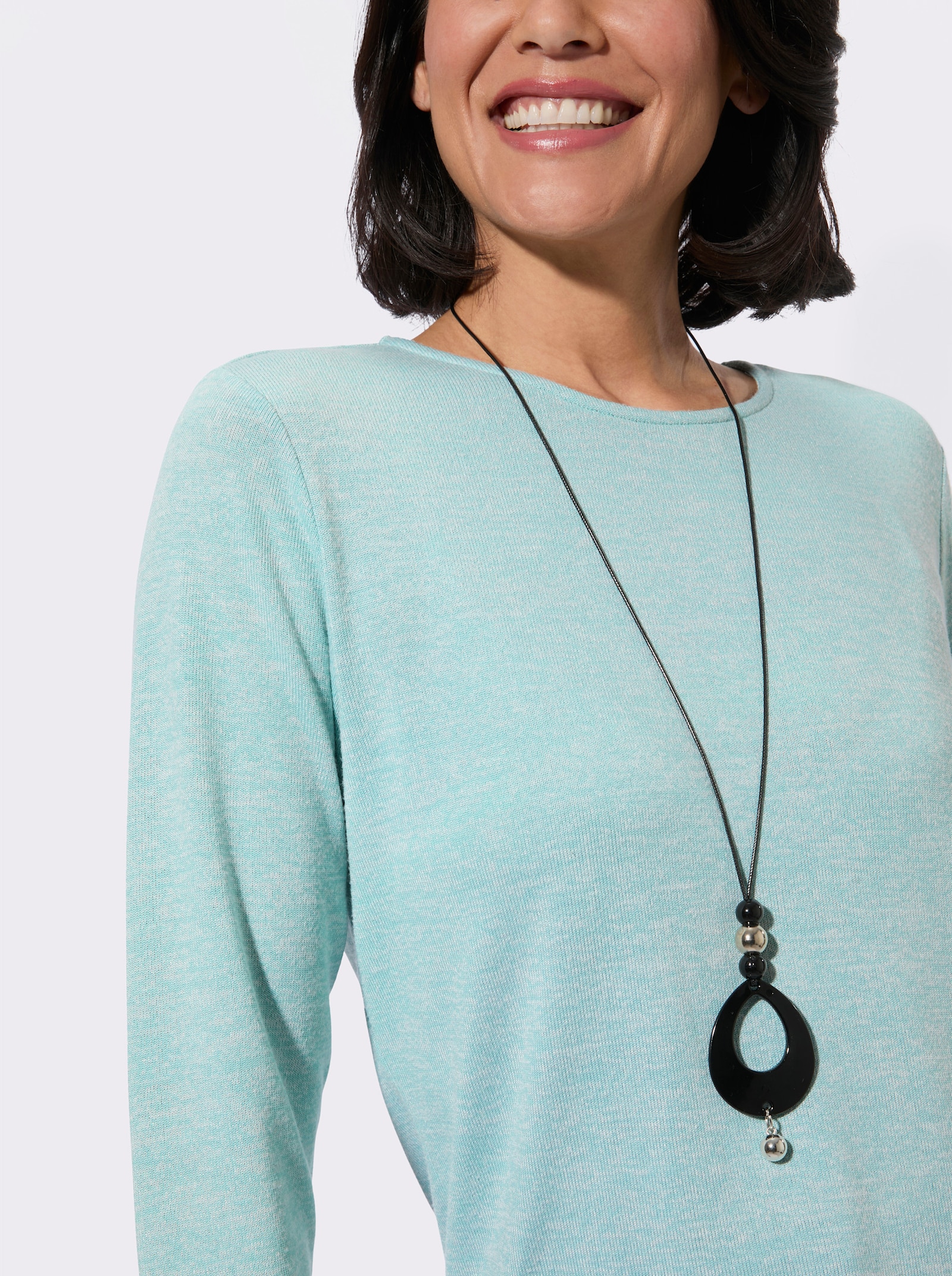 Rundhalsshirt in Melange-Qualität - mint-meliert