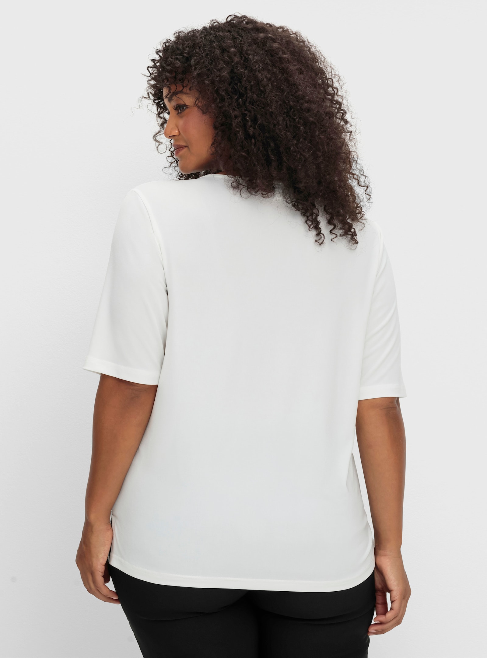 Print-Shirt mit Seitenschlitzen - ecru